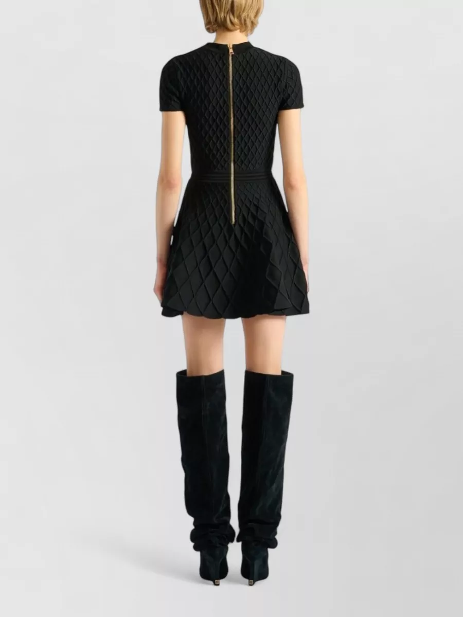 Balmain Structured Knit Flared Mini Dress
