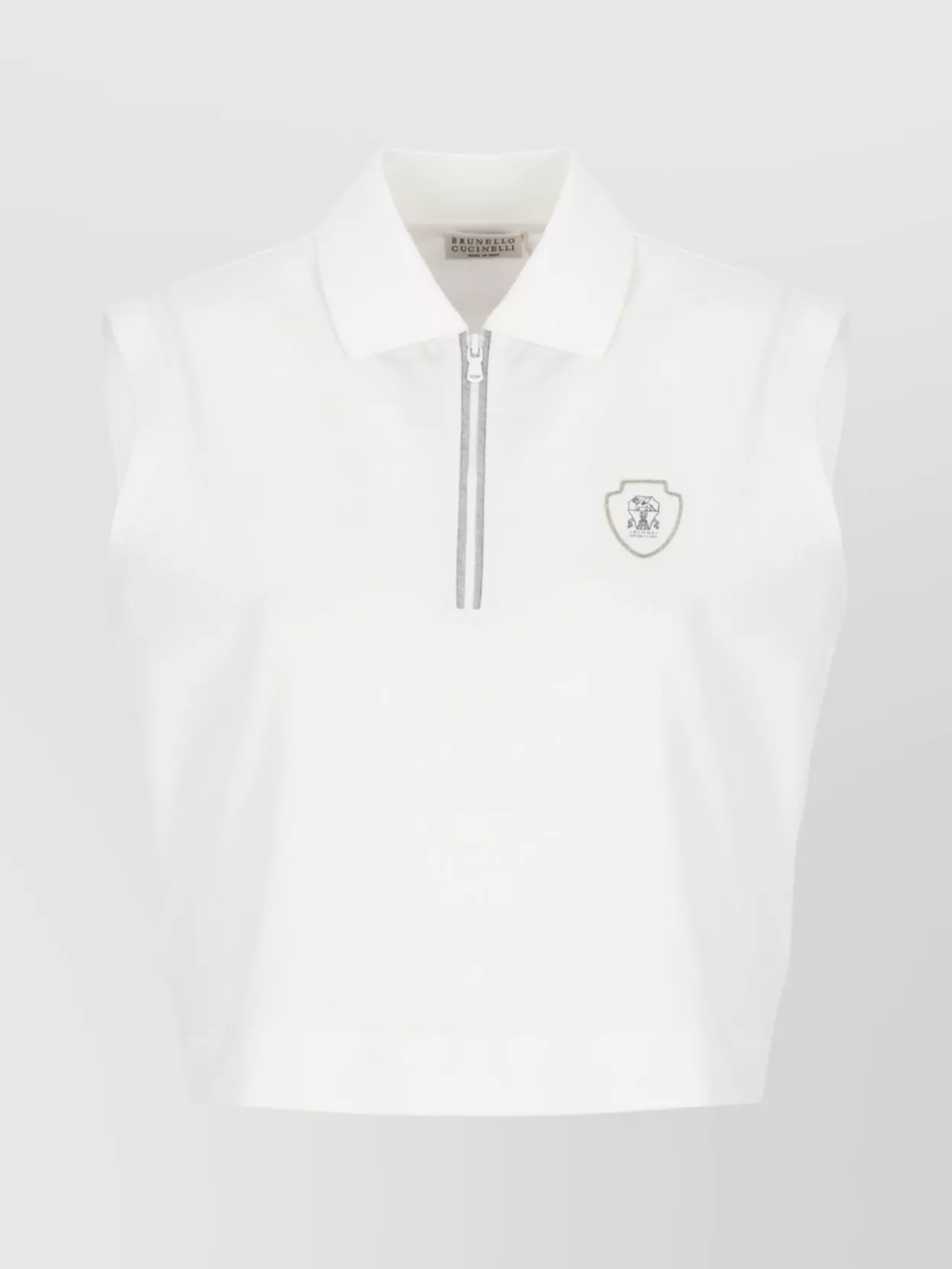 Brunello Cucinelli Cropped Sleeveless Polo Zip Detail