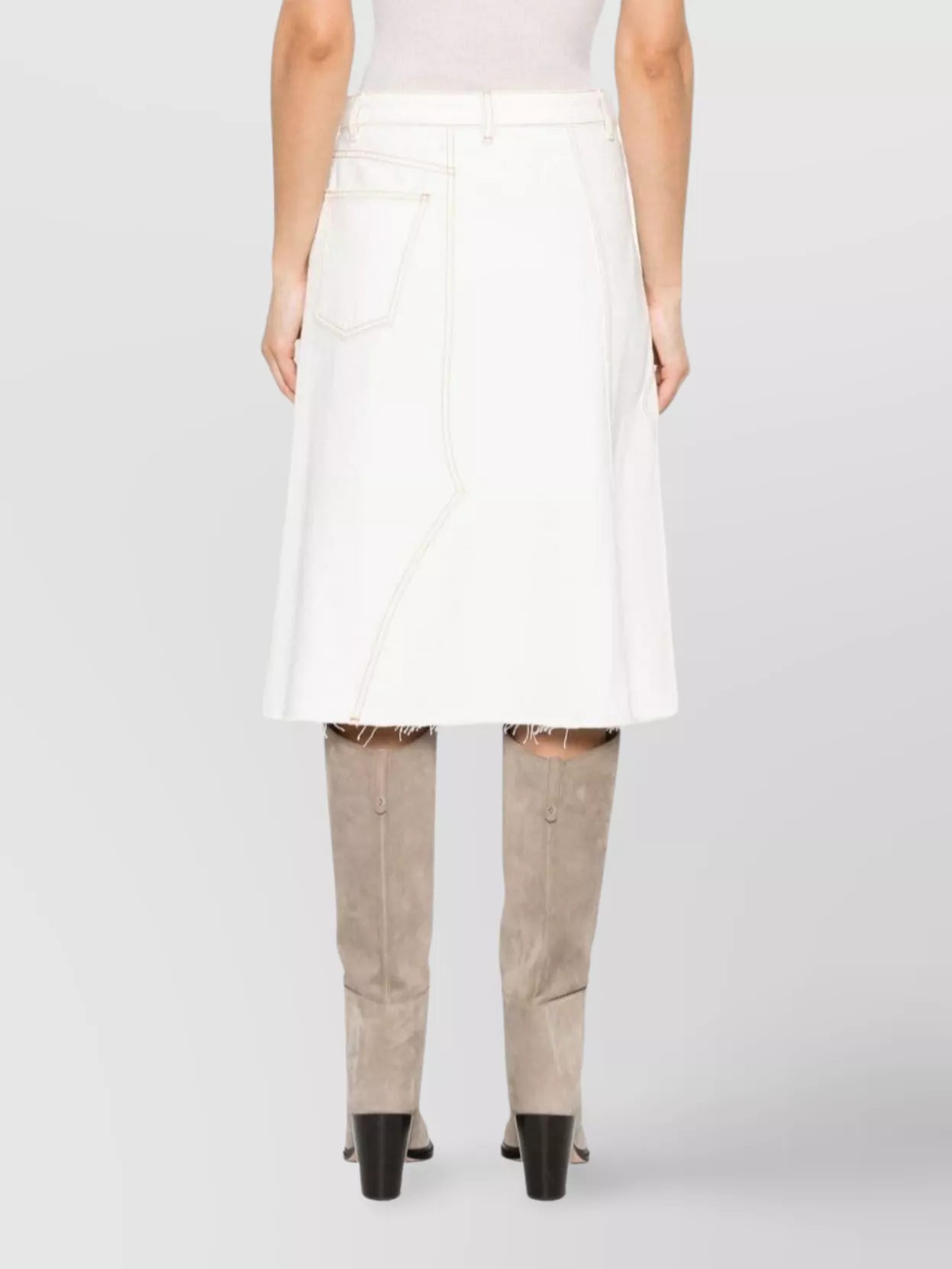 Tory Burch Contrast Stitched Cotton Denim Skirt
