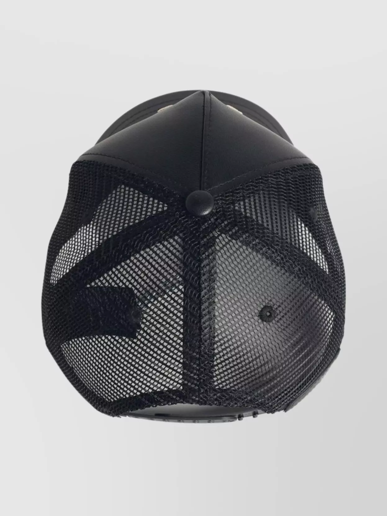 Amiri Leather Cap With Curved Brim And Mesh Back In Black