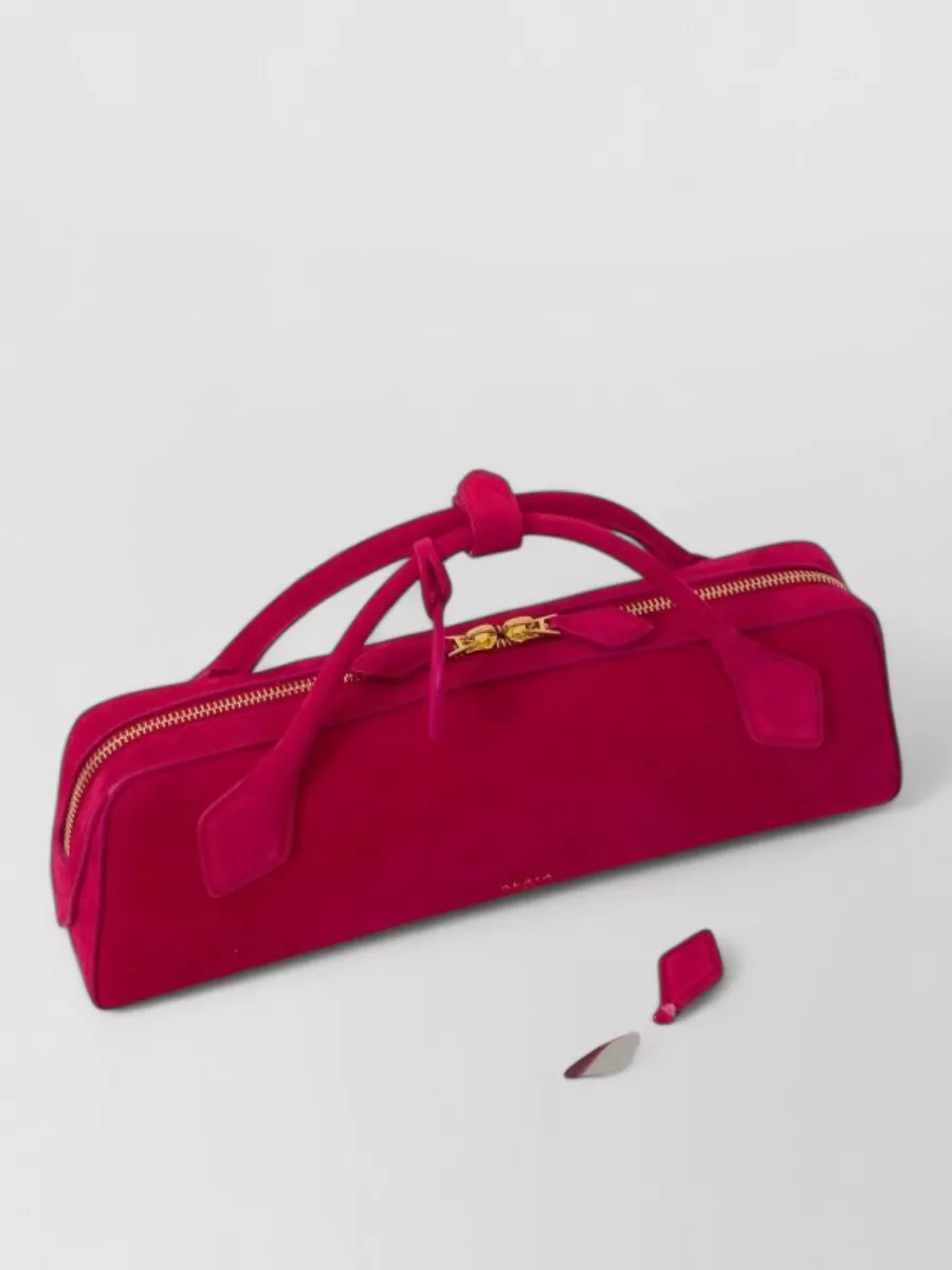 Alaïa suede le teckel clutch bag