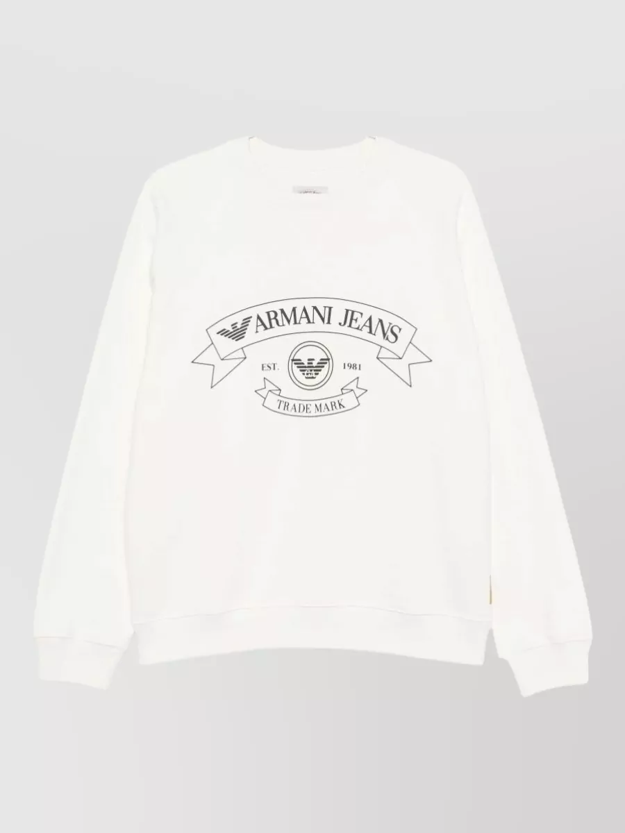 Emporio Armani cotton logo print crew neck raglan long sleeve sweatshirt
