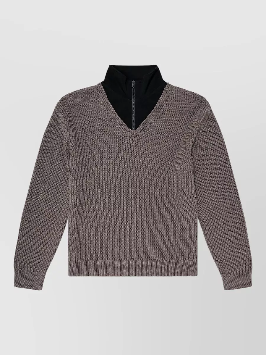 Diesel Ribbed Half-Zip High-Neck Sweater