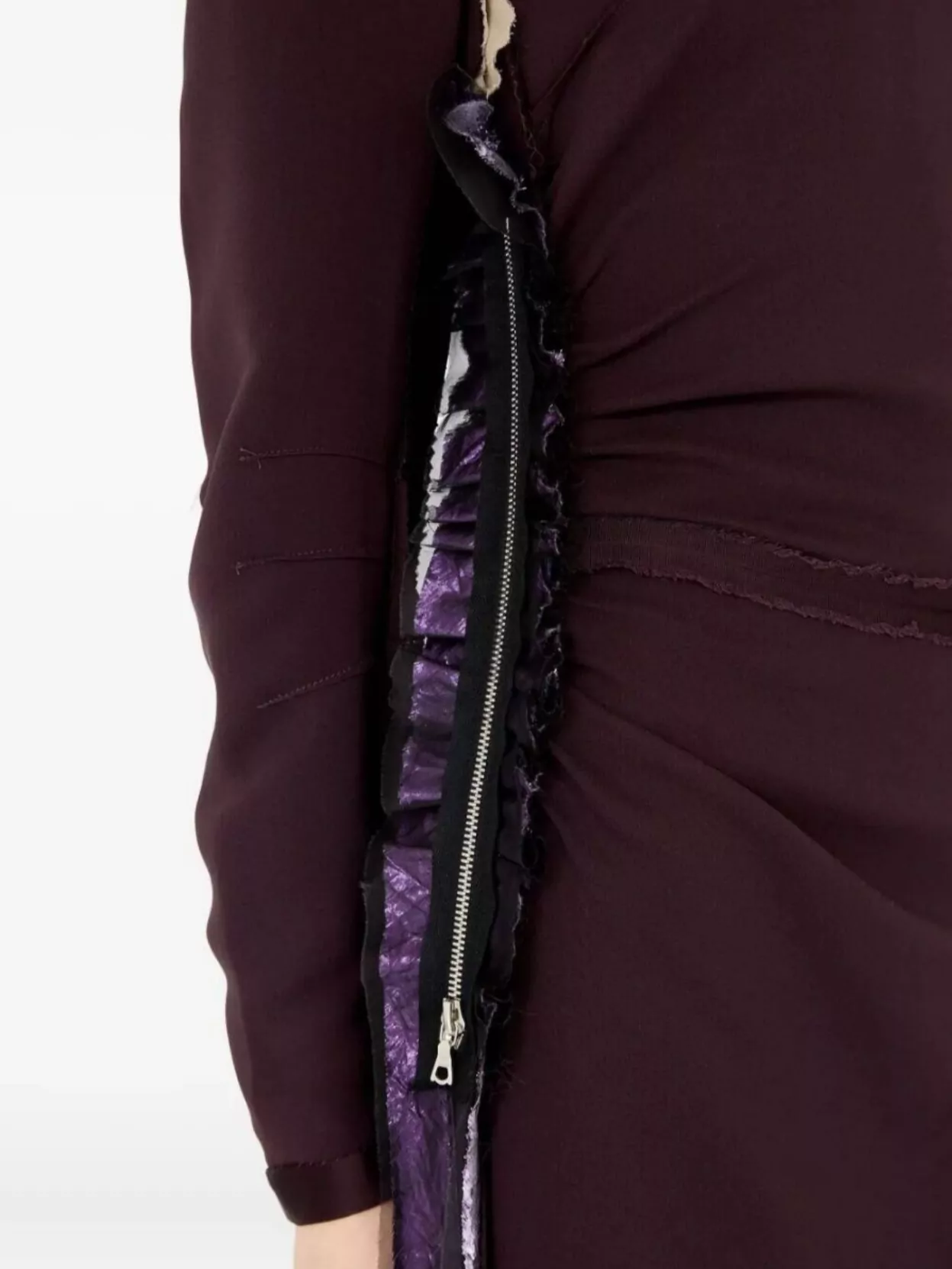 Maison Margiela High Neck Layered Midi Dress With Long Sleeves