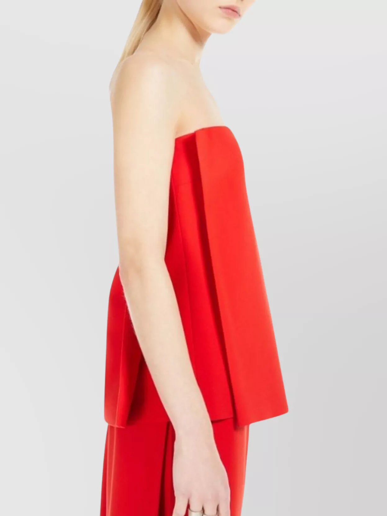 Sportmax Strapless Flared Crop Top With Leather Straps
