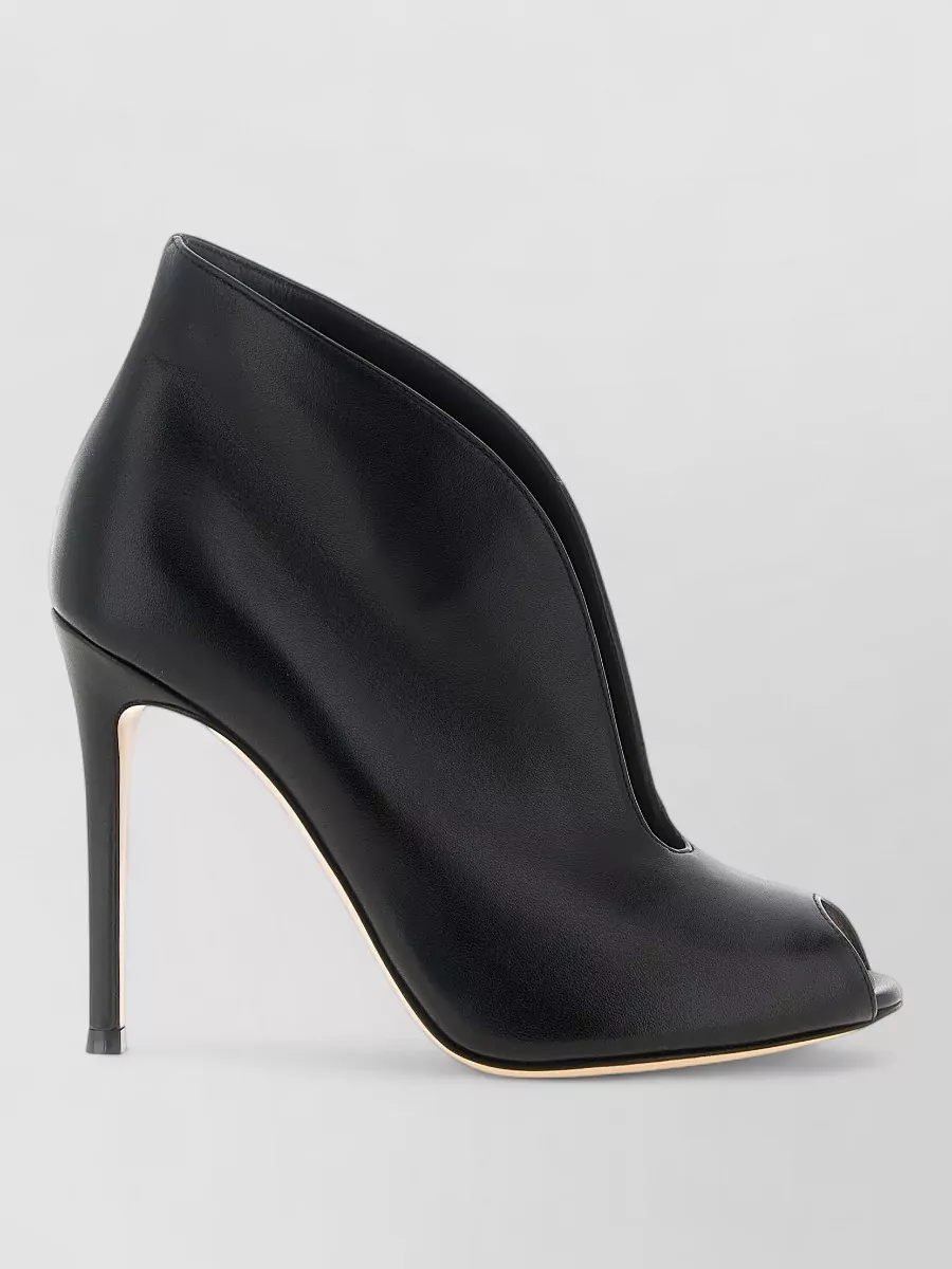 Gianvito Rossi Lamb Leather Open-Toe Stiletto Ankle Boots