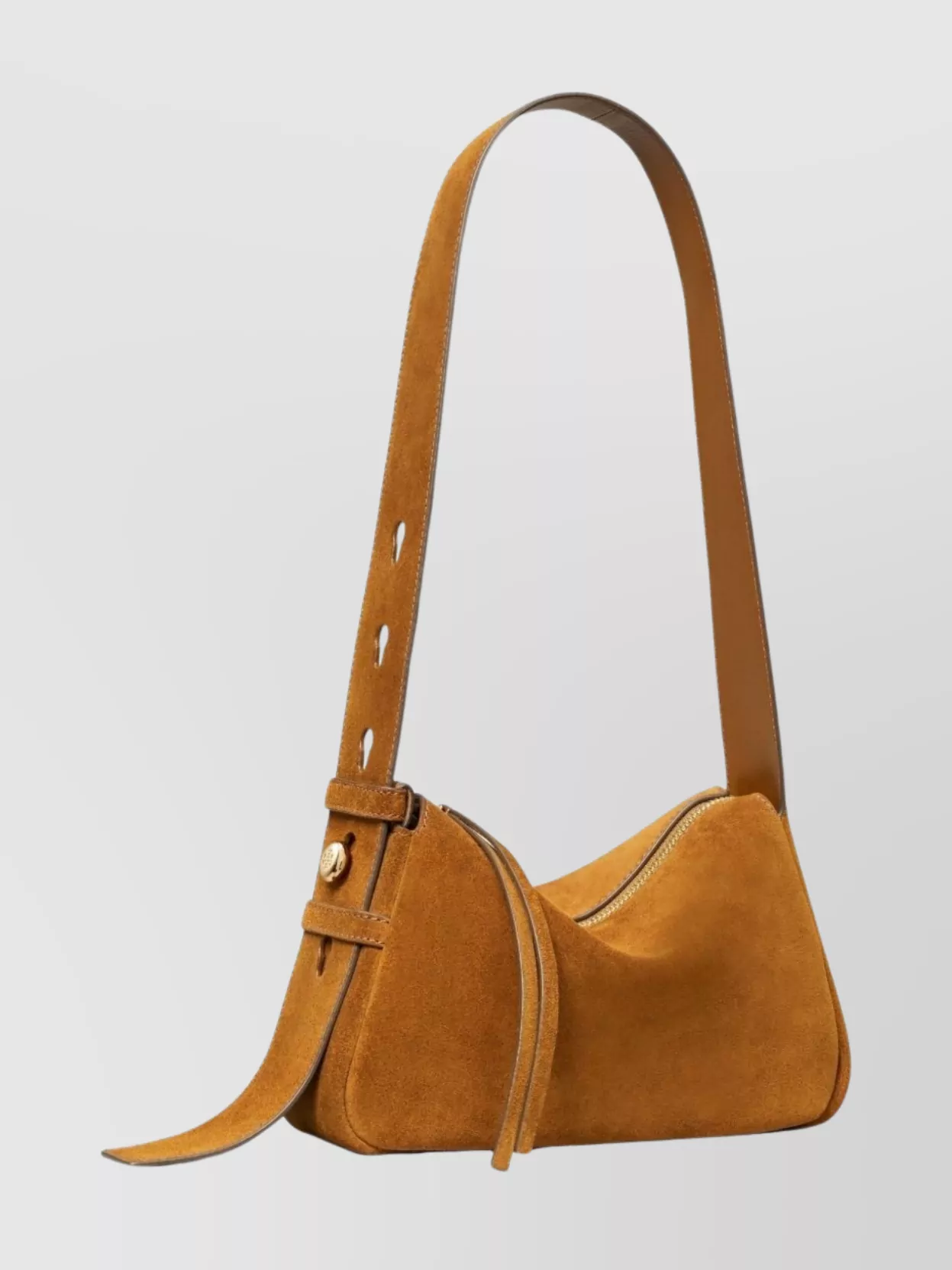 Tory Burch Suede Leather Shoulder Bag With Adjustable Strap In Brown