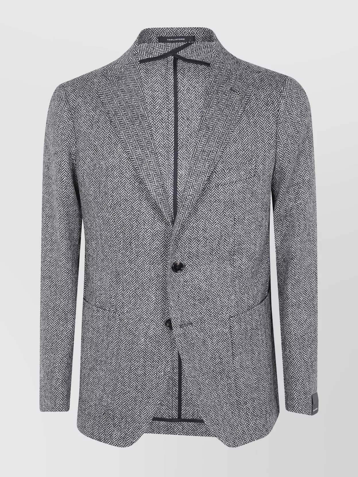 Tagliatore Herringbone Wool Jacket In Gray