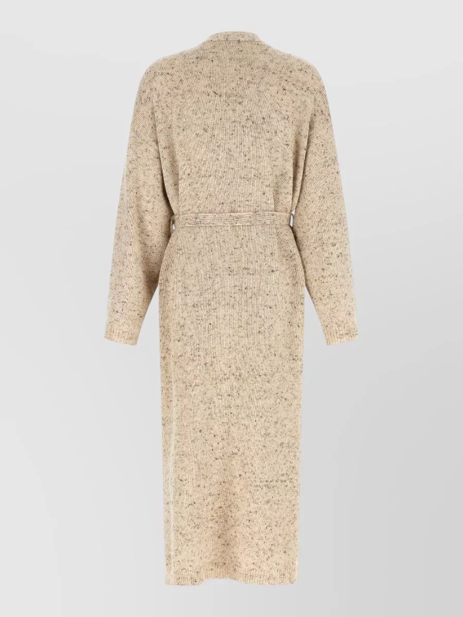 Fabiana Filippi Wool Alpaca Mohair Belted V-Neck Long Cardigan