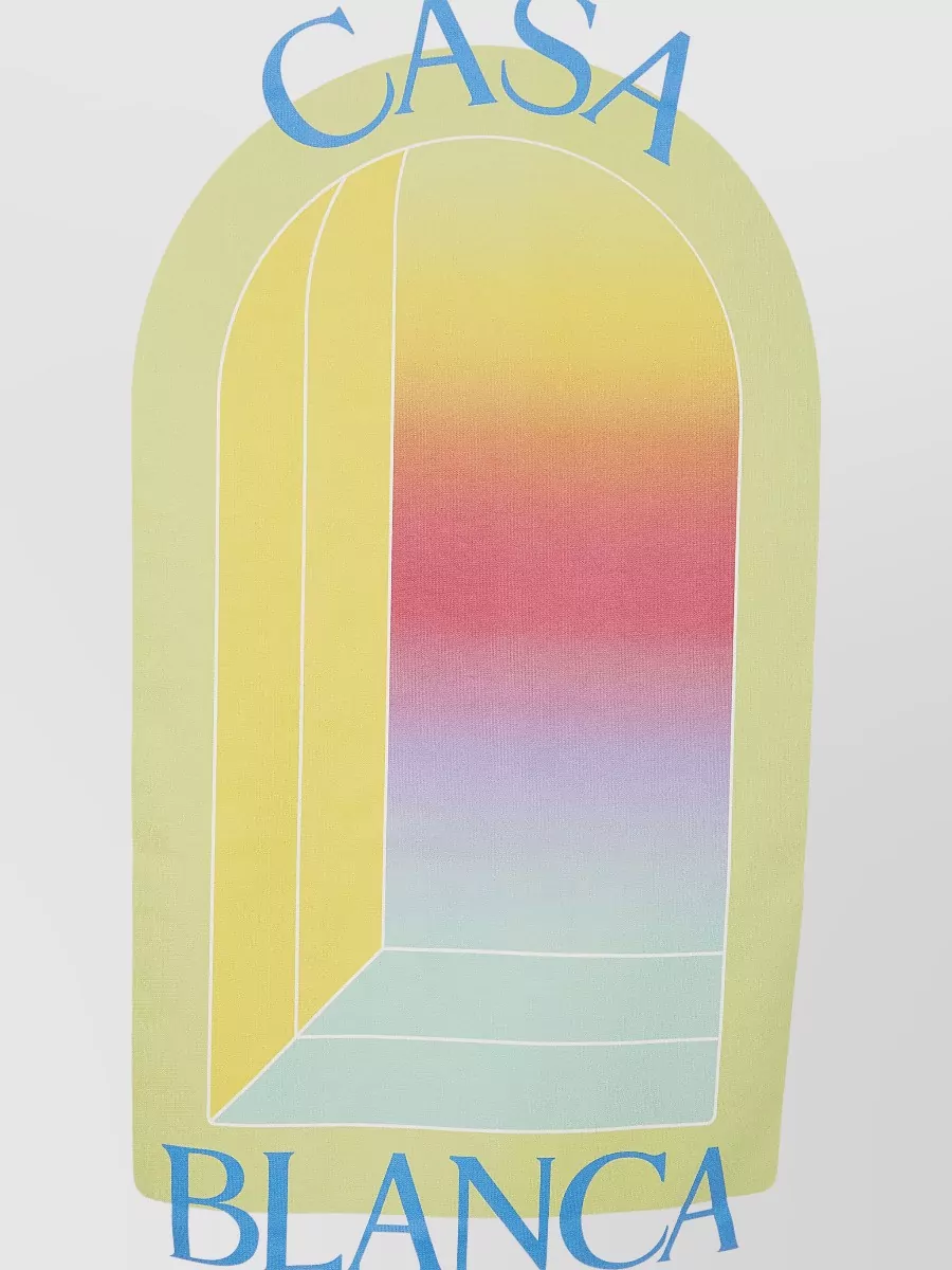 Casablanca Larche Graphic Print Crew Neck Short Sleeve T Shirt