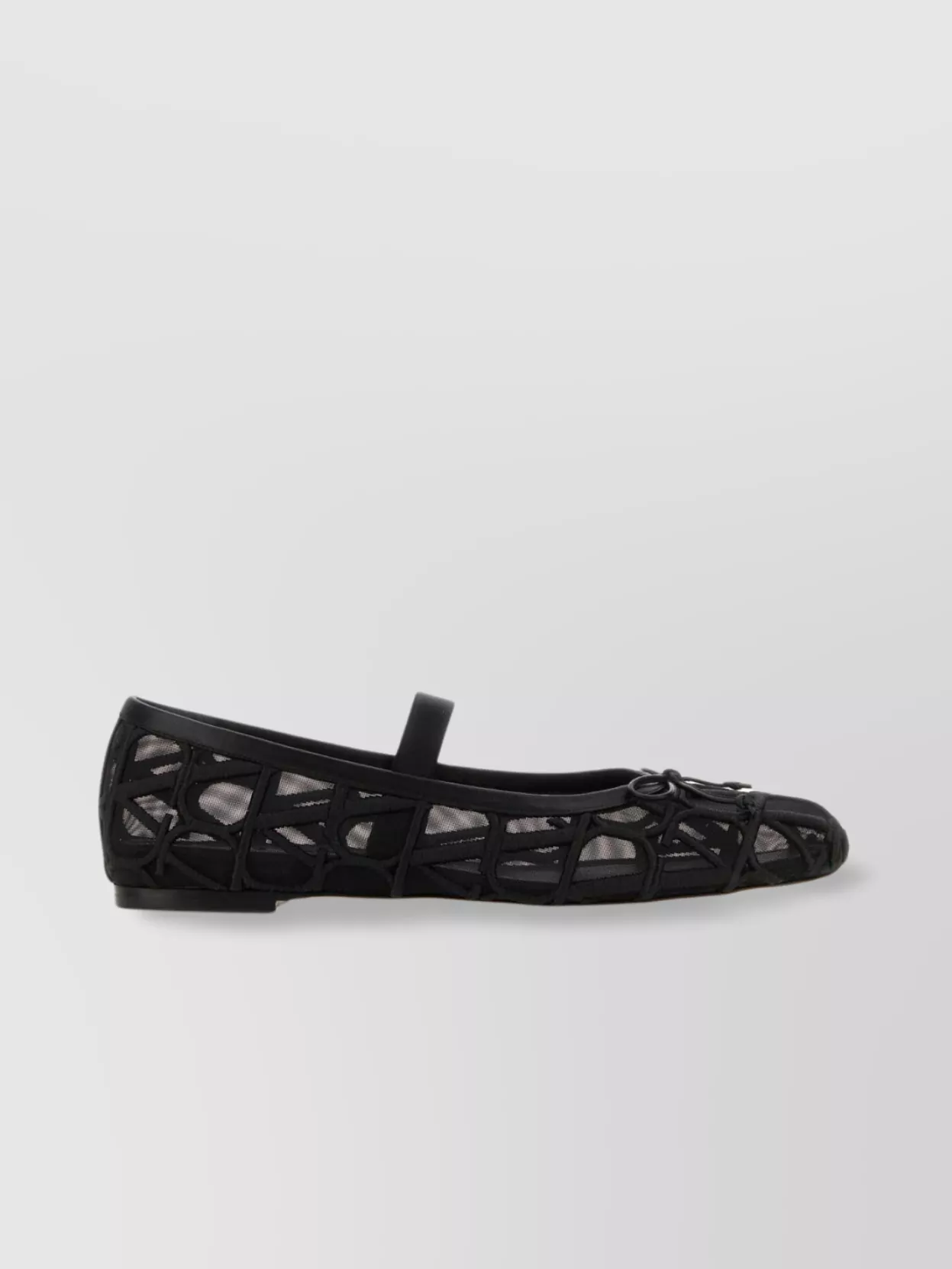 Shop Valentino Iconographic Canvas And Mesh Ballet Flats In Black