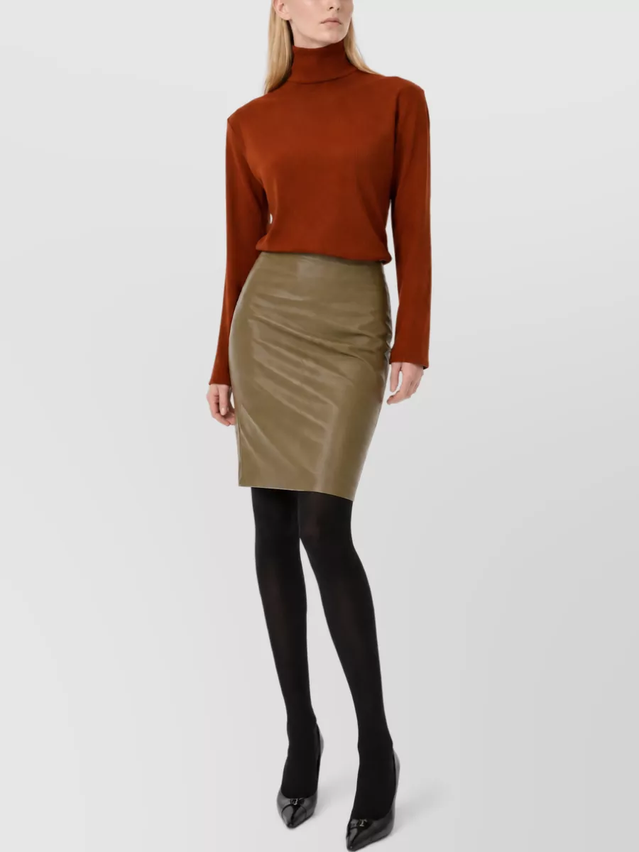 Saint Laurent Silk Cropped High Neck Ribbed Knit Top