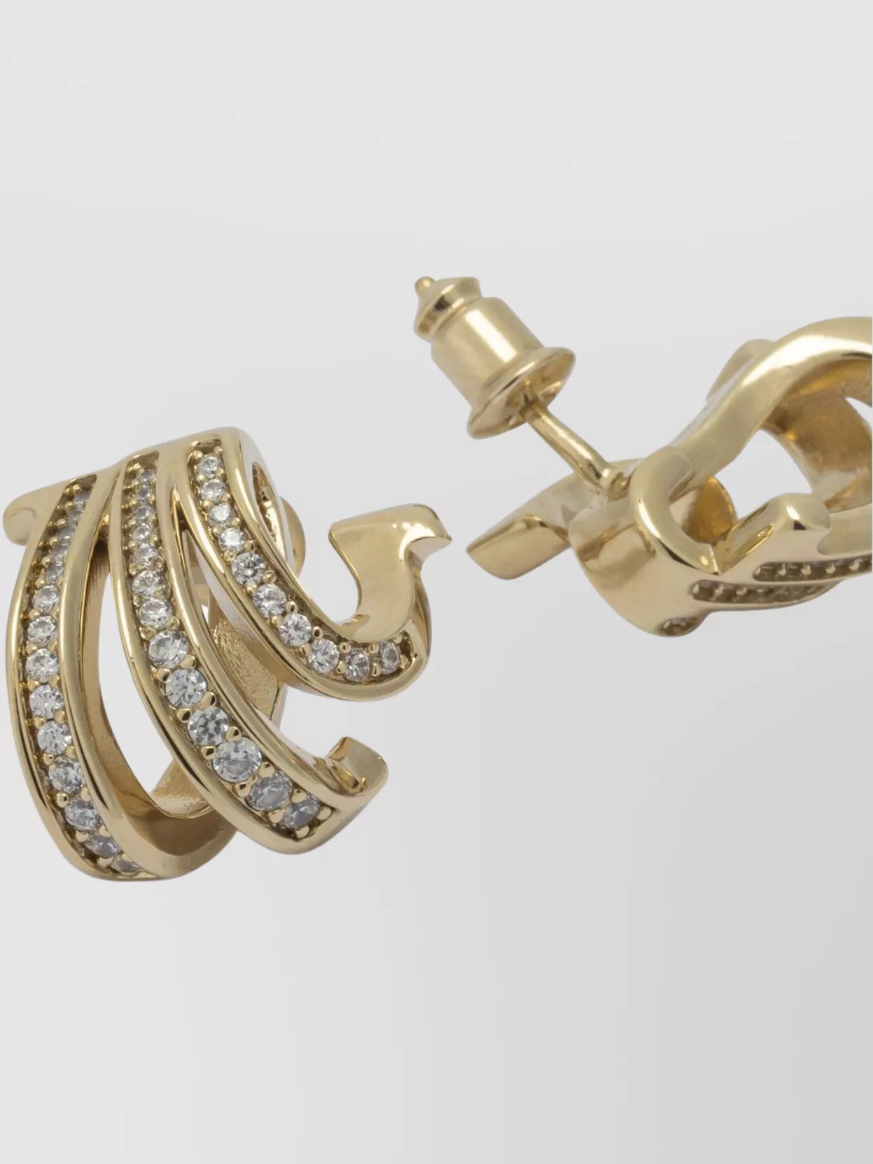 Ferragamo Curved Gemstone Embellished Gancini Earrings In Gold