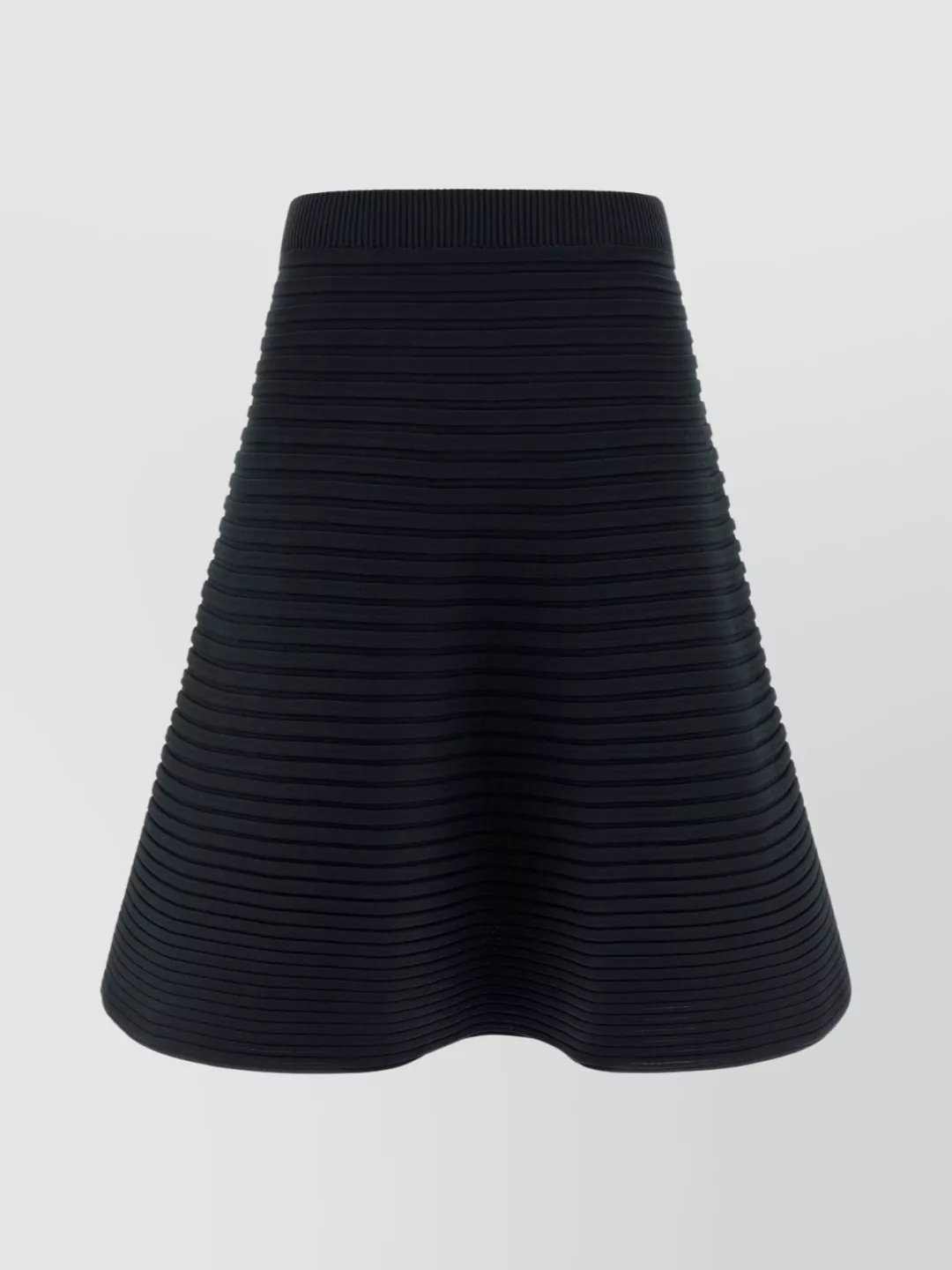 Issey Miyake Flared Midi Skirt Elastic Waistband In Black