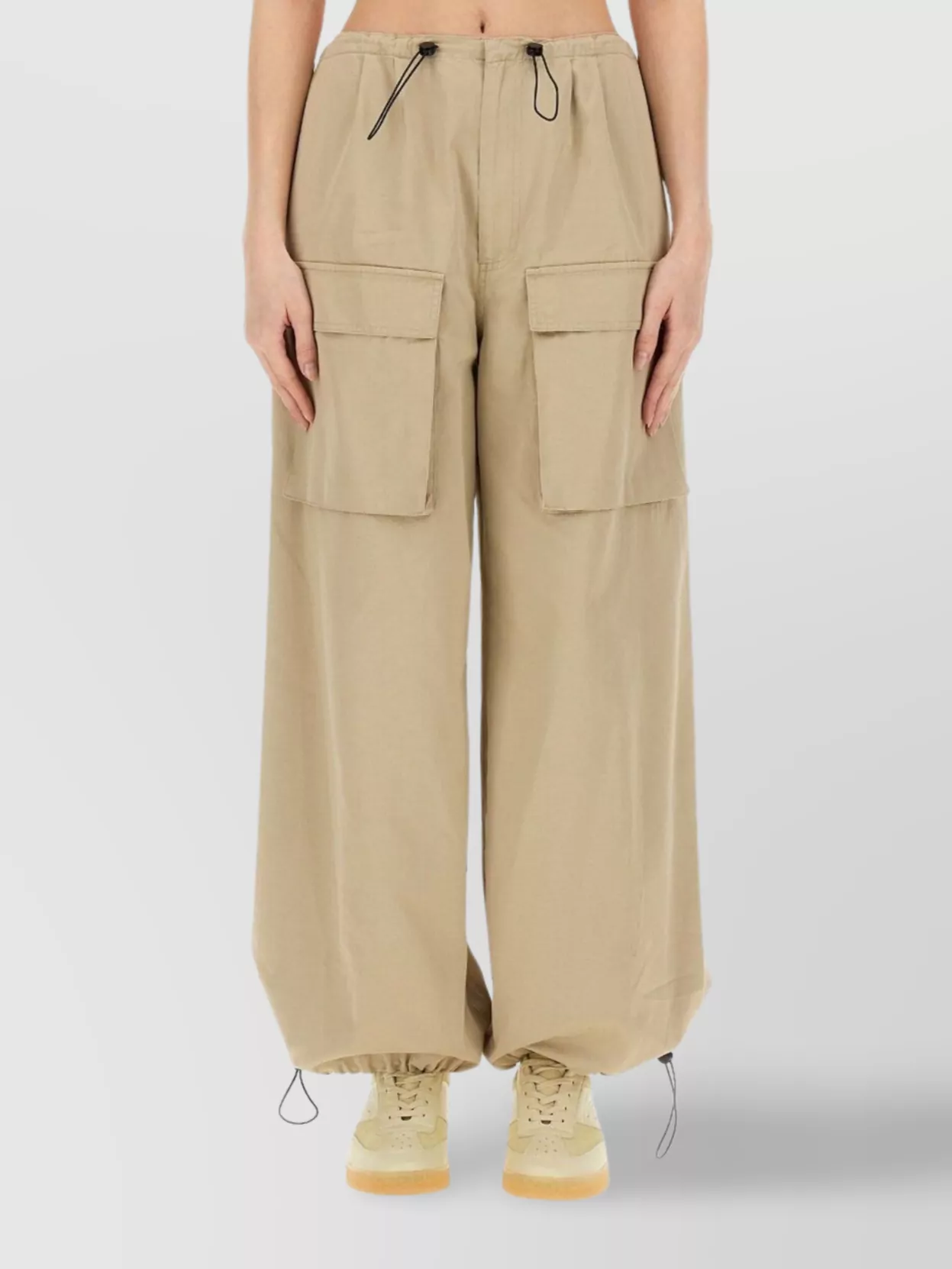 Mm6 Maison Margiela Utility Cargo Pants Drawstring Waist In Neutral