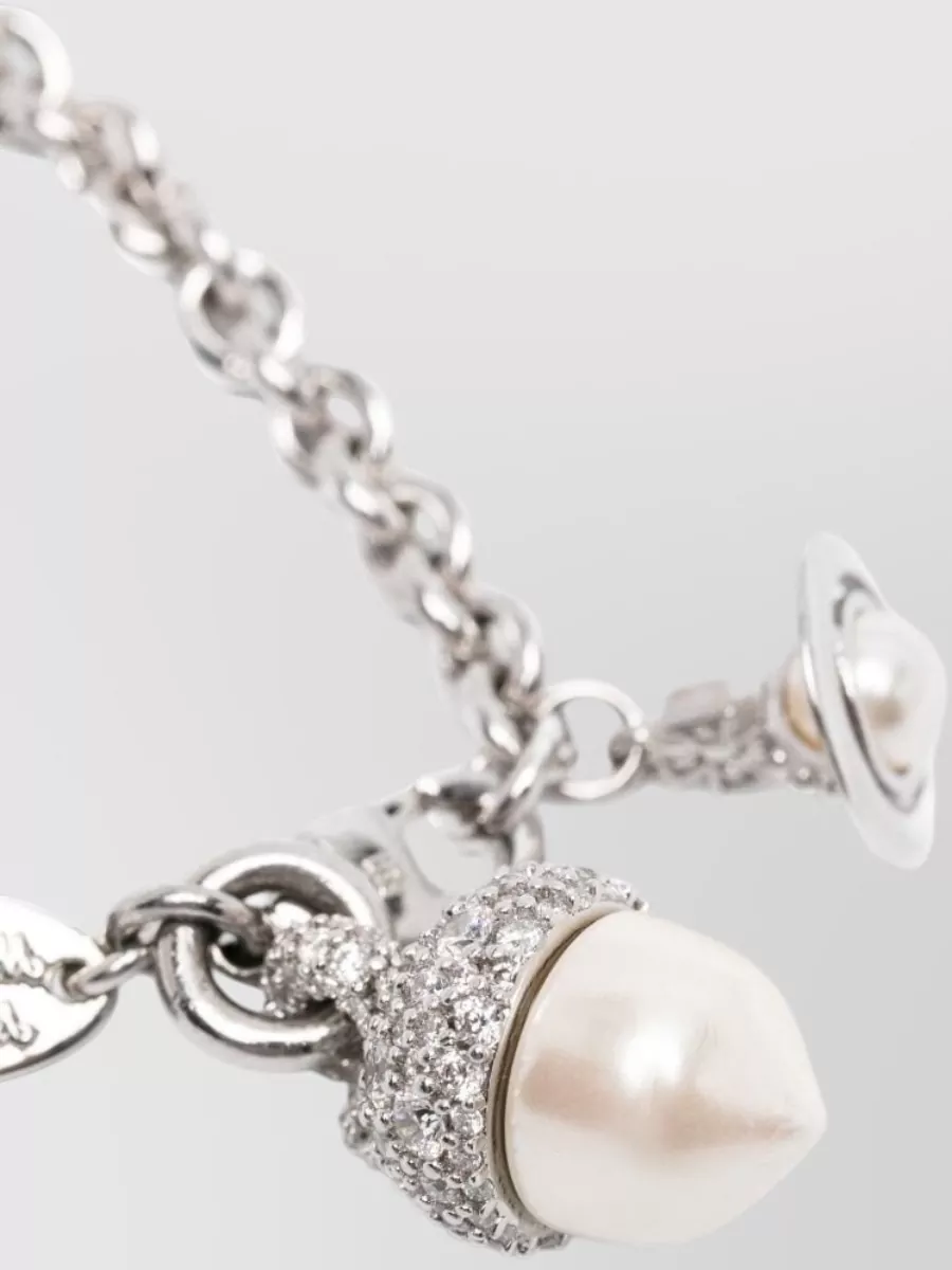 Vivienne Westwood Charm Pearl Chain Link Detail Bracelets