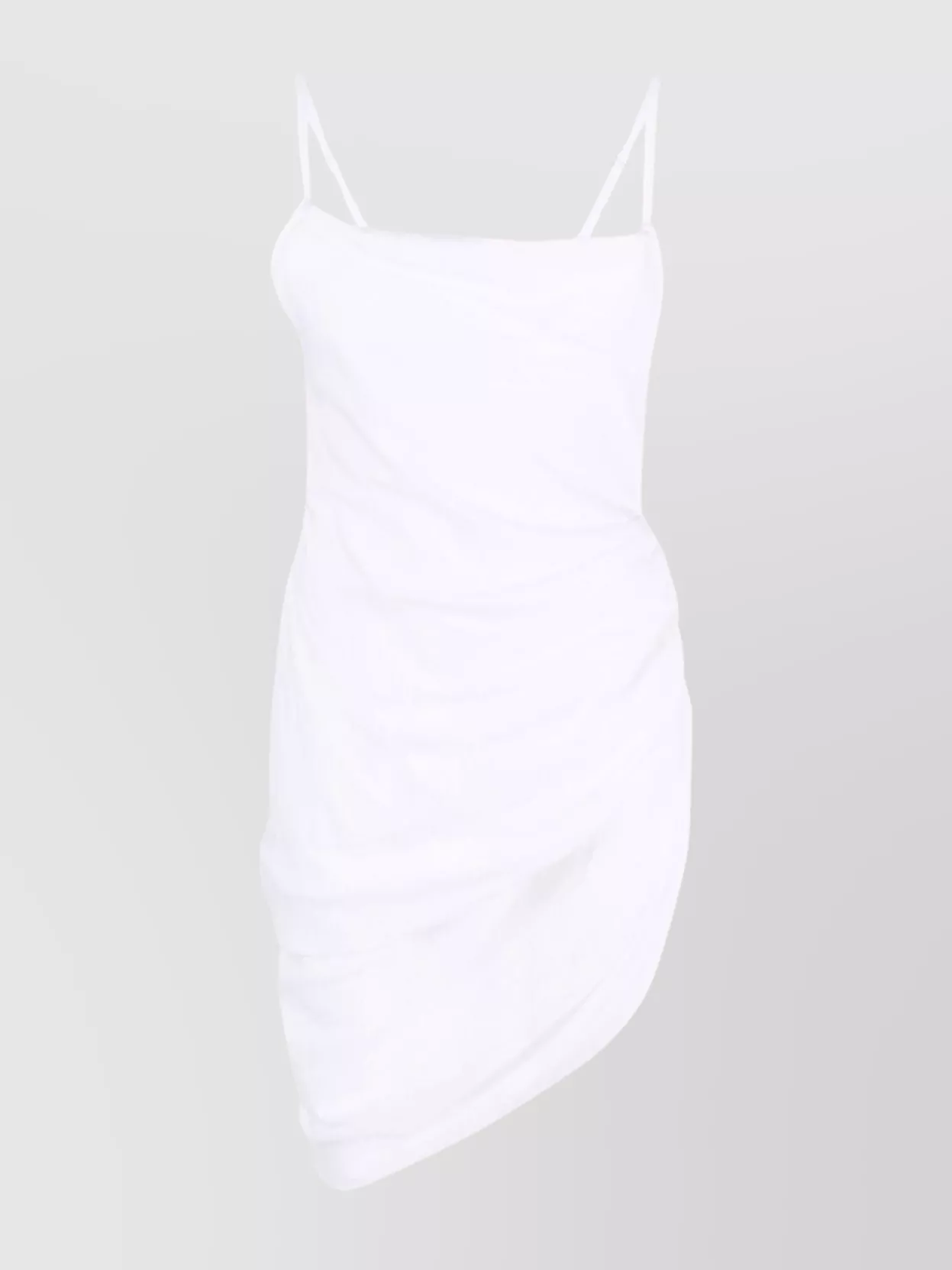 Shop Jacquemus Saudade Draped Square Neck Knee Length Dress In White
