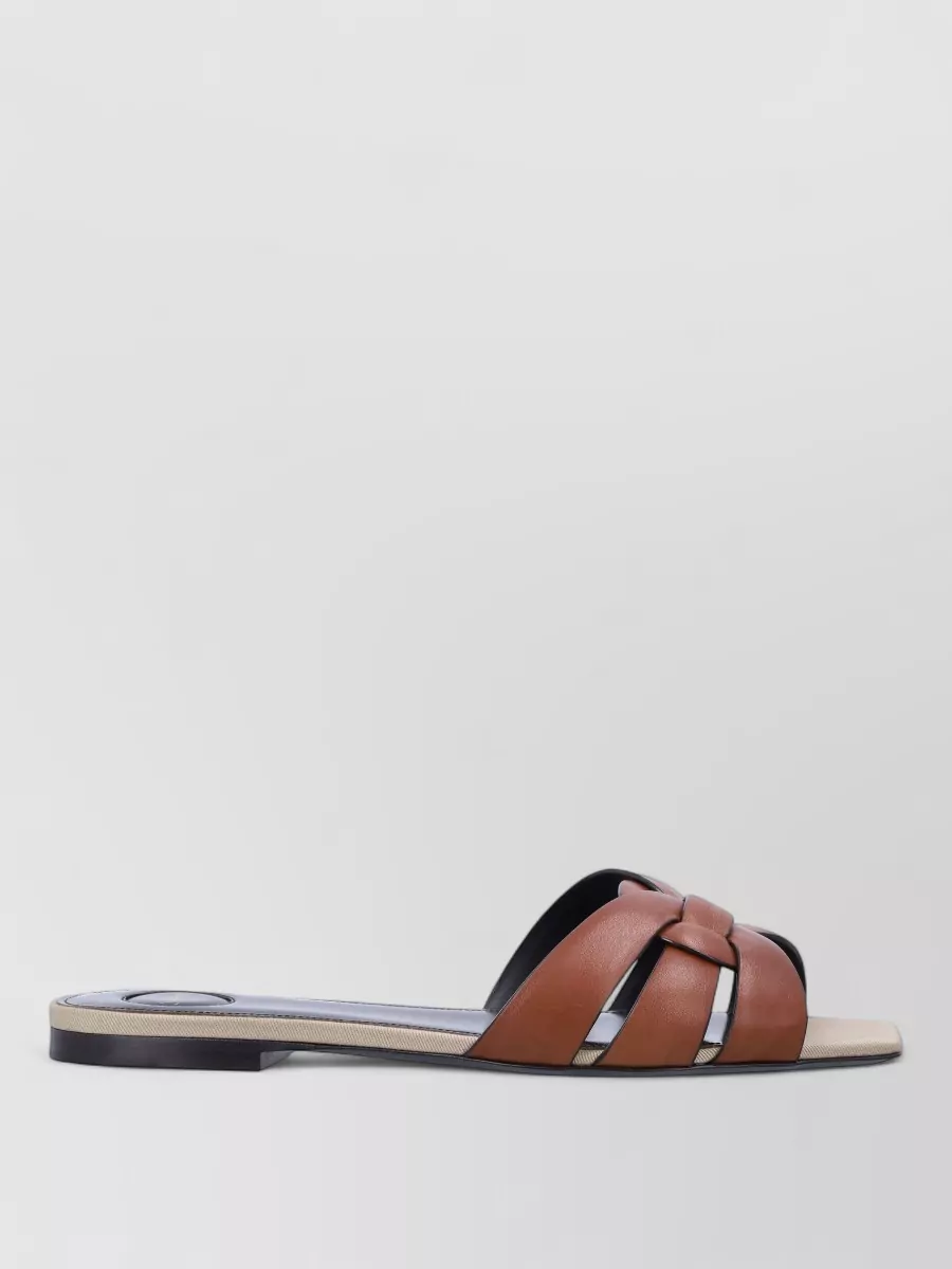 Saint Laurent leather tribute flat slides