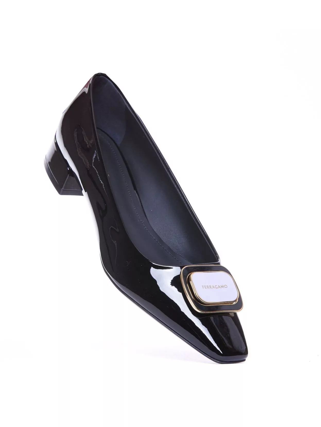 Ferragamo Venera Pumps With Block Heel And Buckle Detail