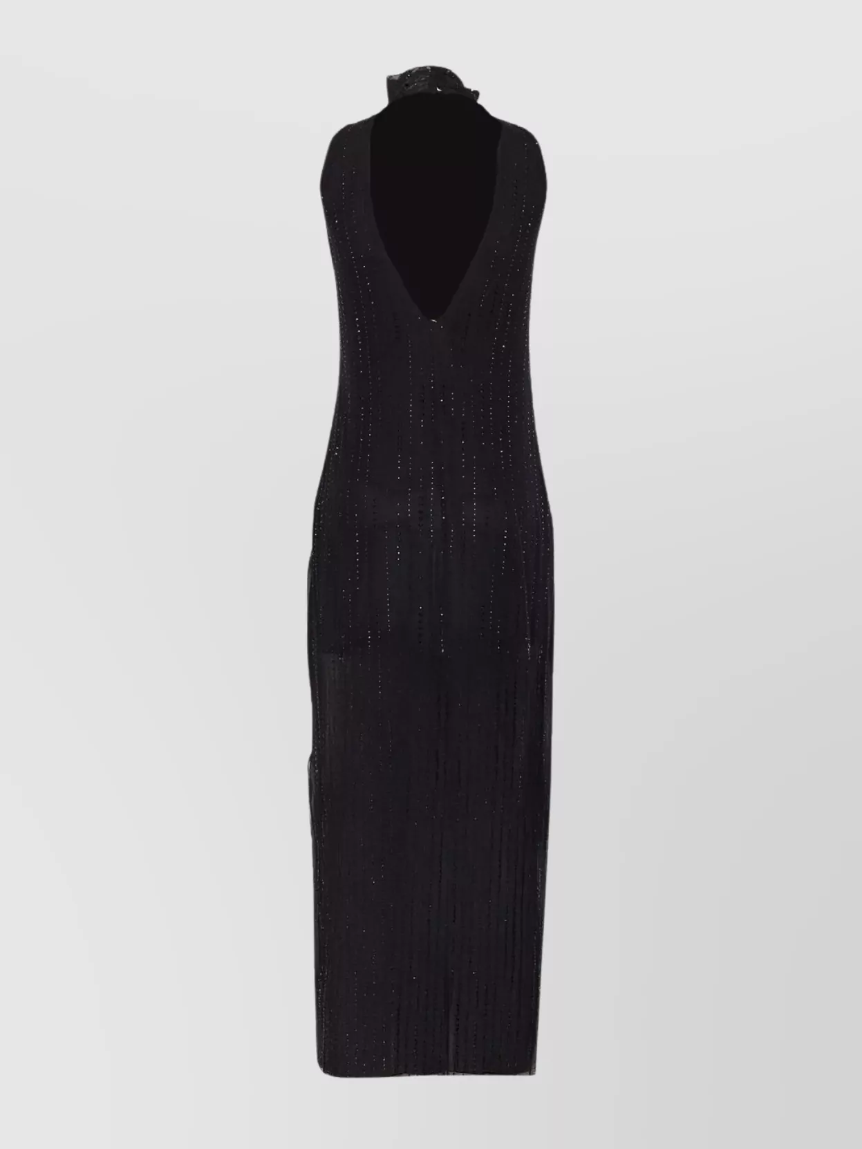 Liu •jo Halter Neck Backless Dress With Sheer Overlay In Black