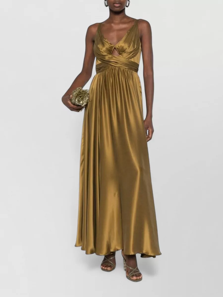 Zimmermann Silk Draped Cutout Sleeveless V-Neck Maxi Dress