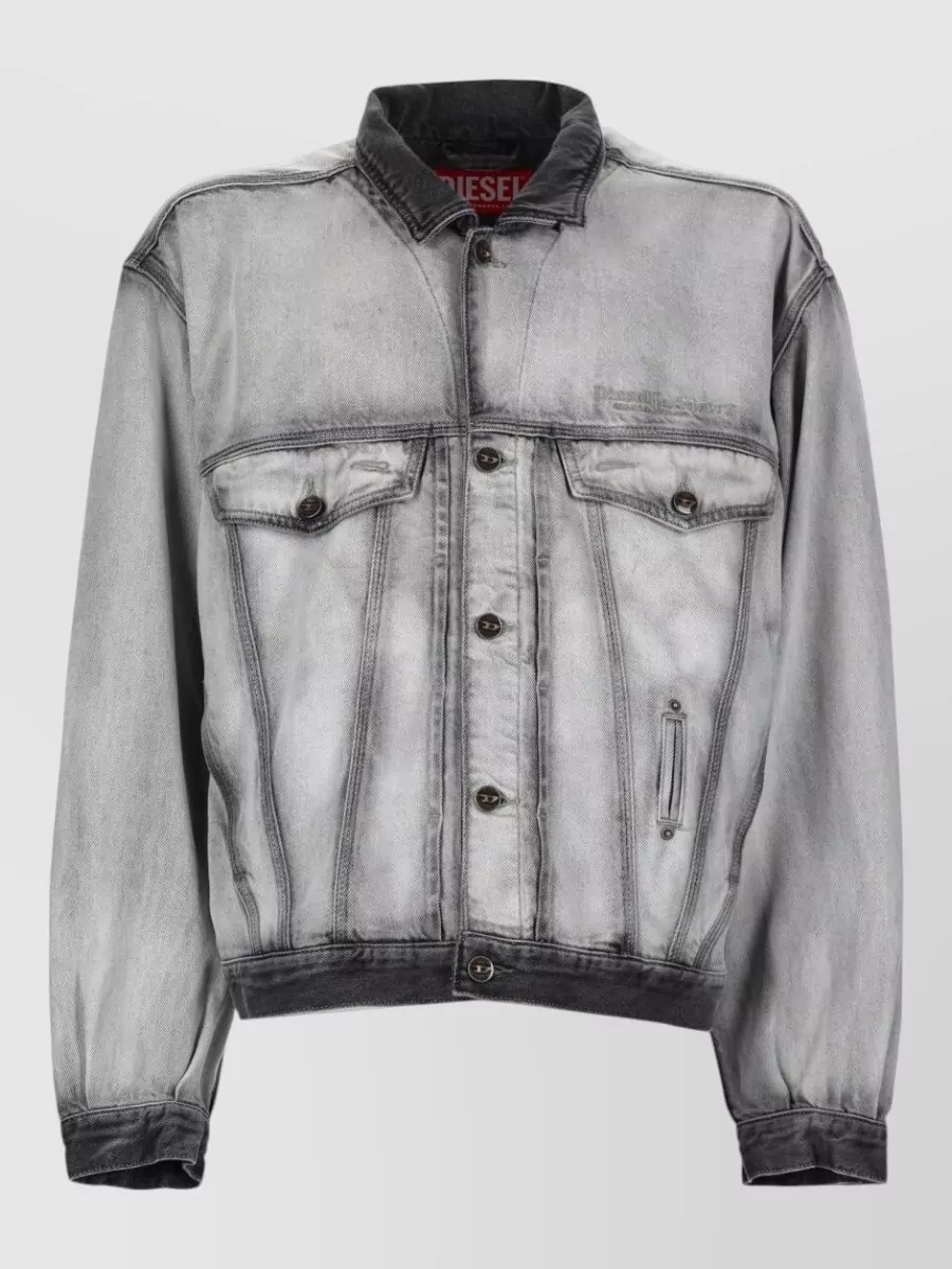 Diesel denim leather collar jacket