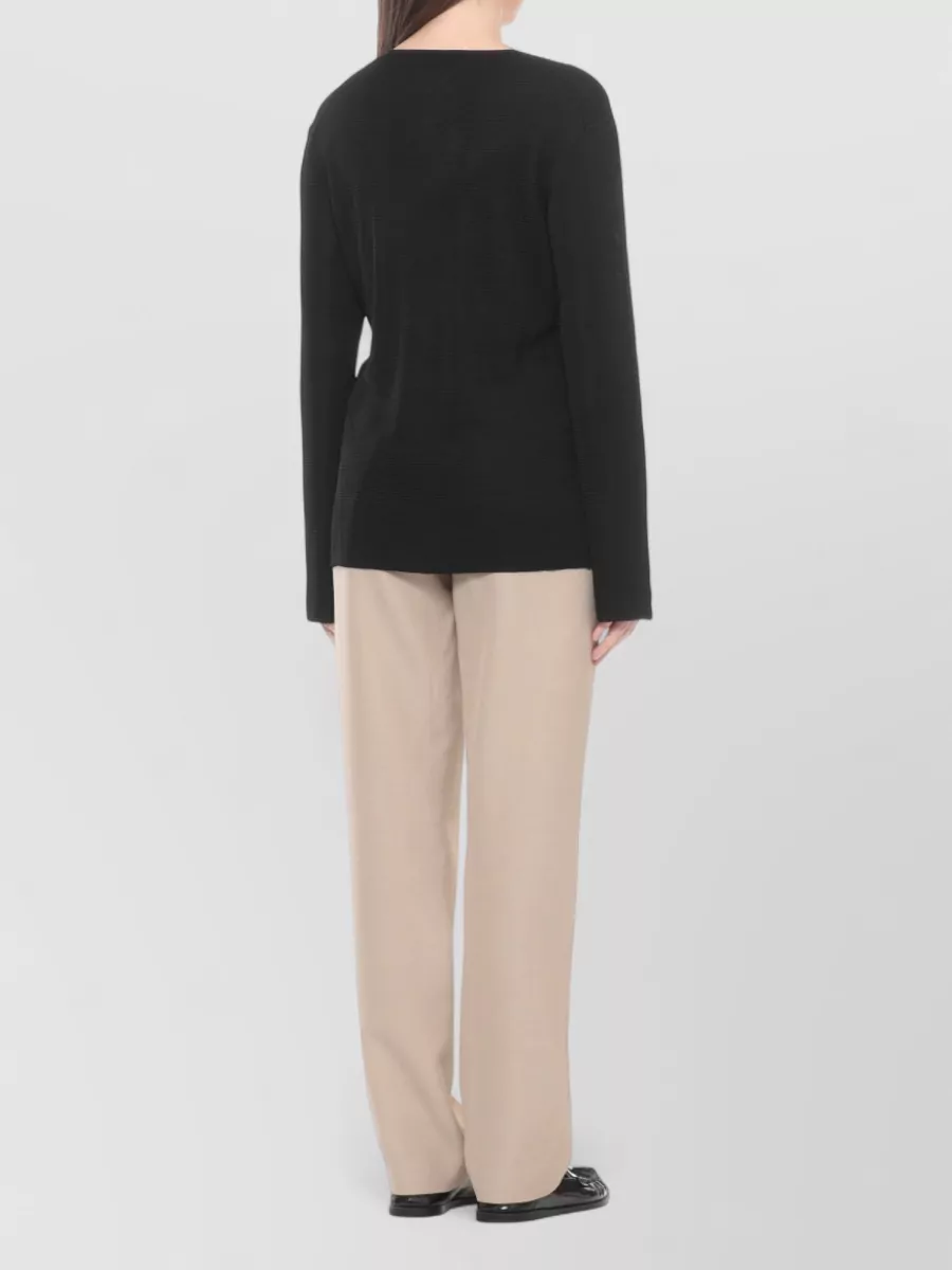 Loulou Studio V-Neck Long-Sleeve Knitted Top