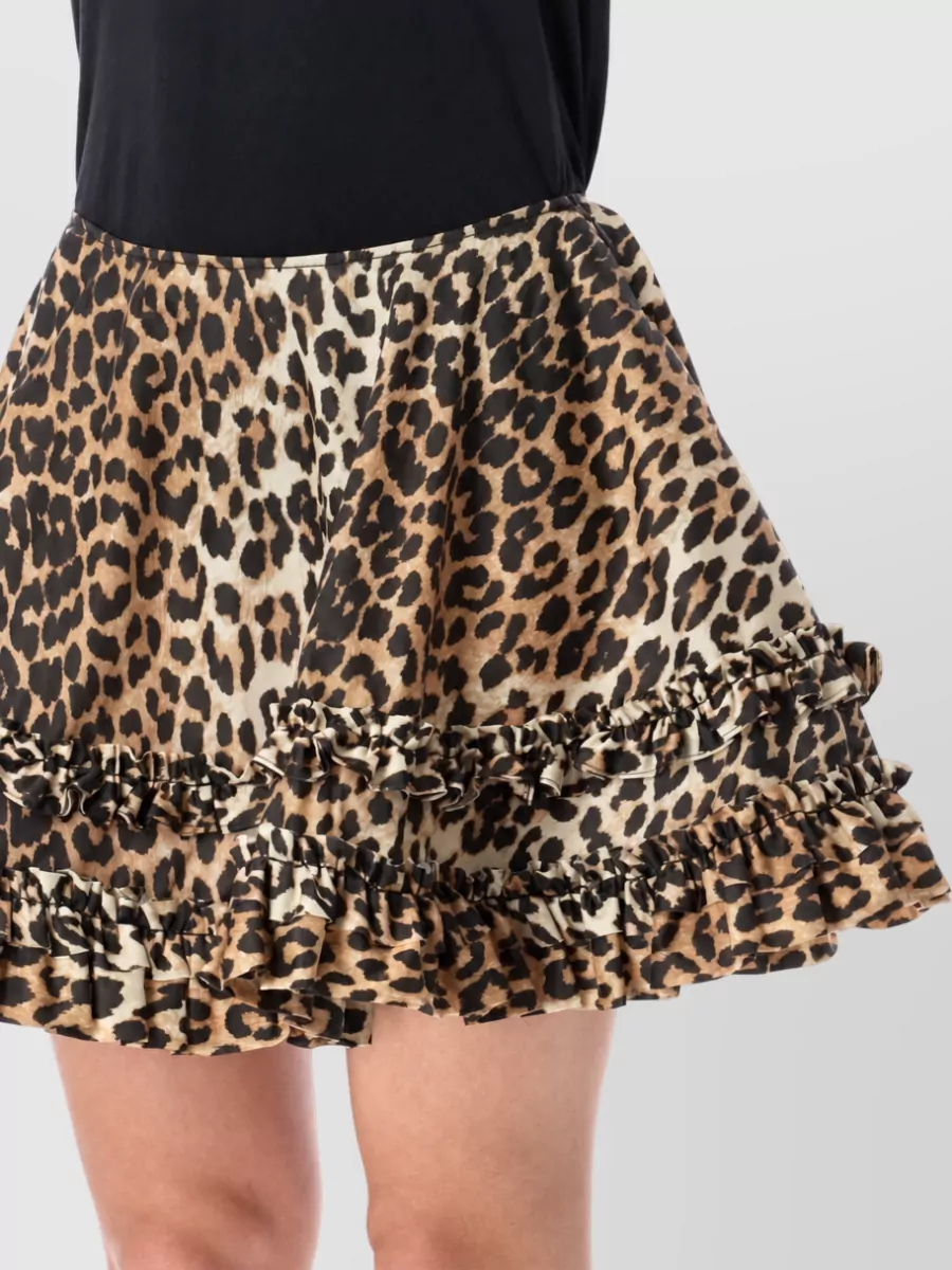 Ganni Leopard-Print Mini Skirt