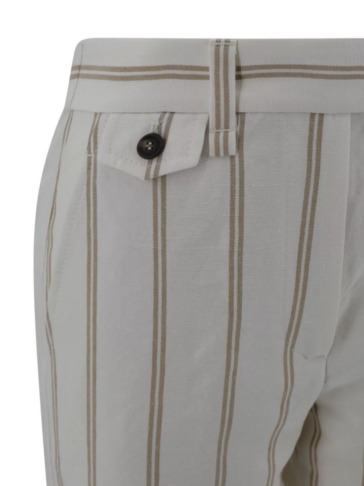BRUNELLO CUCINELLI STRIPED LINEN BLEND HIGH-WAISTED TROUSERS