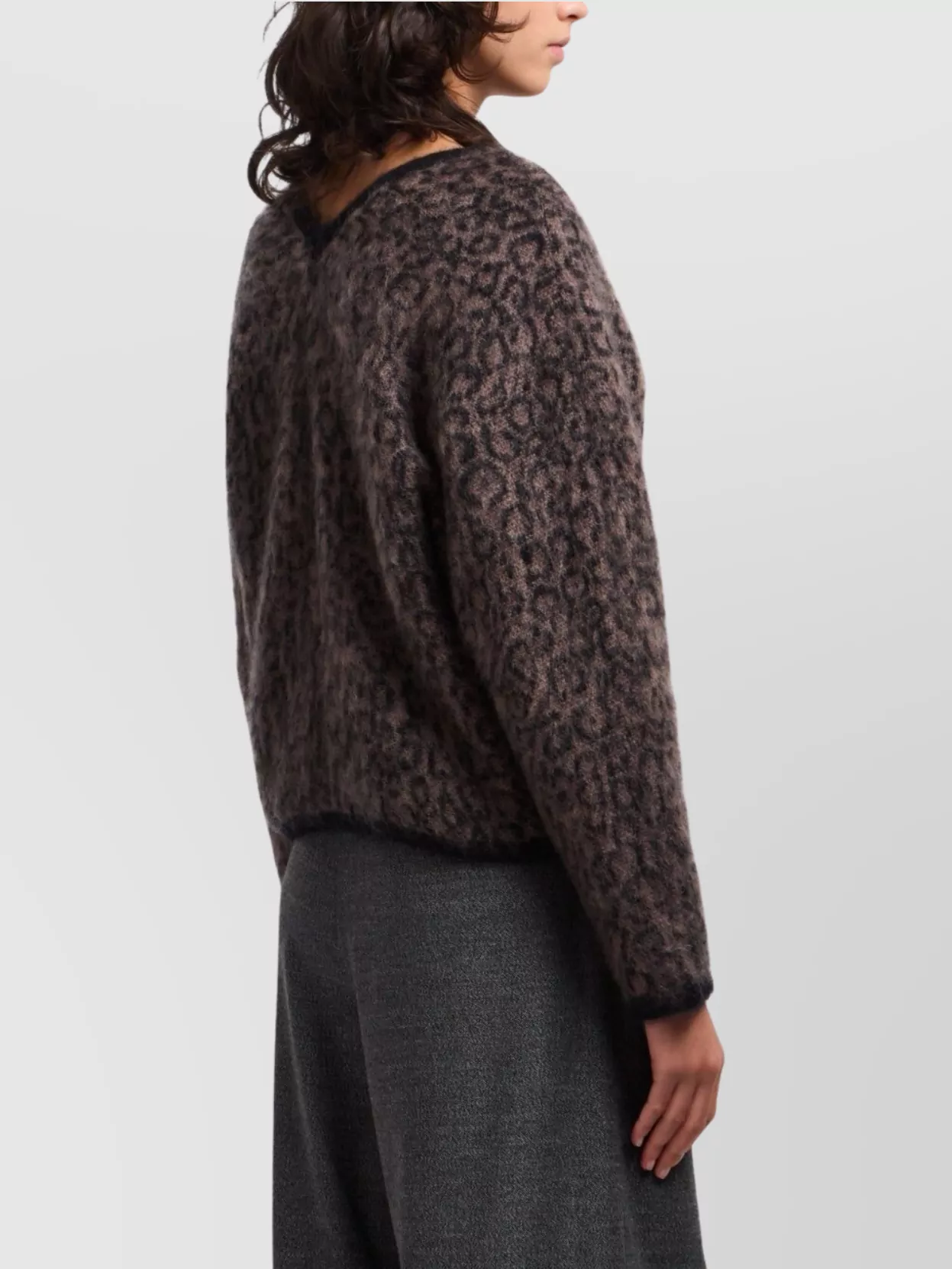 Emporio Armani Leopard Print Long Sleeve Knitwear Cardigan In Multi