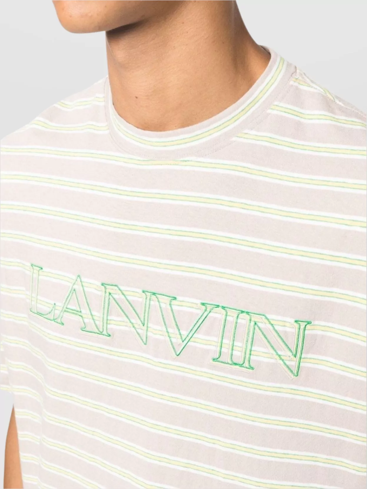Lanvin Striped Crew Neck Short Sleeve T-Shirt