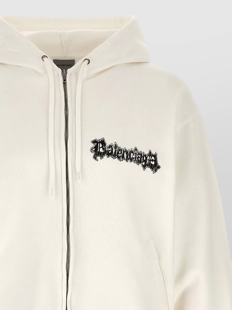 Balenciaga Printed Cotton Zip-Up Hoodie
