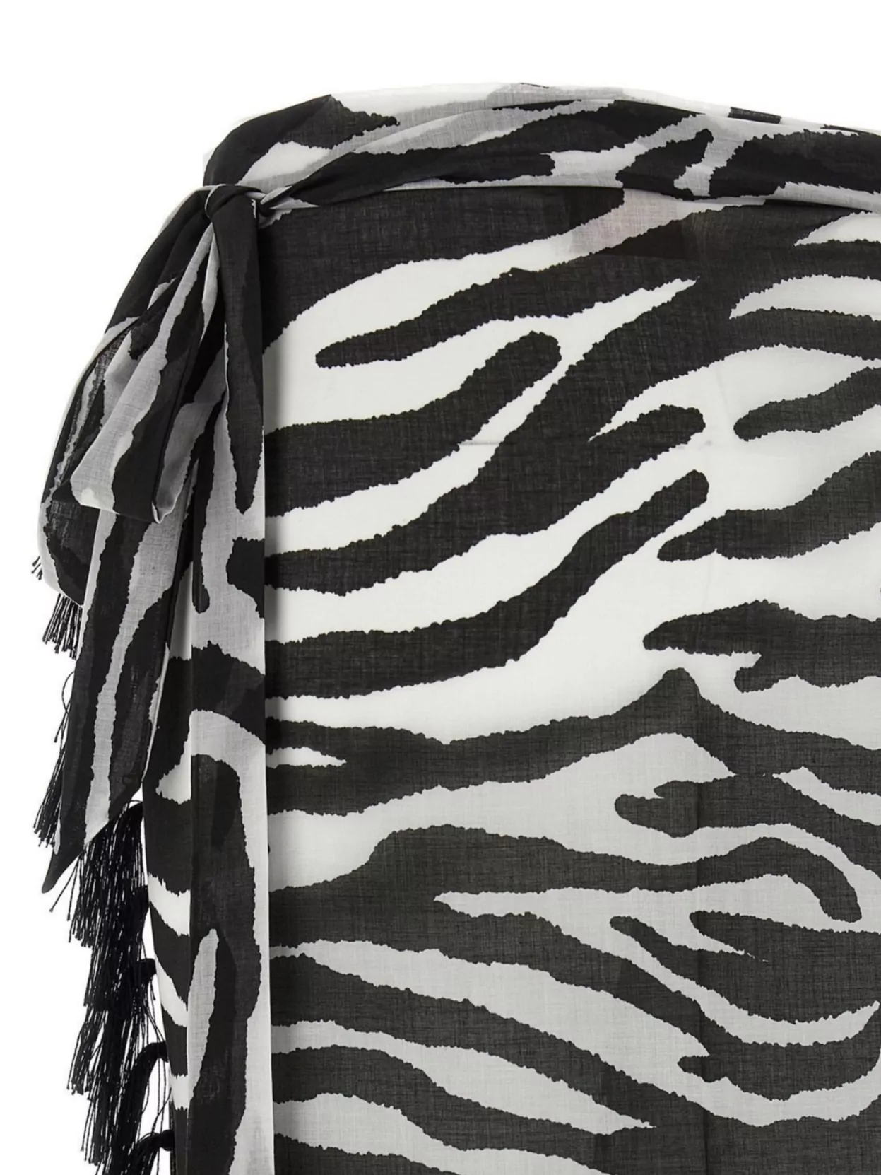 The Attico Zebra Print Sarong Featuring Fringe Detailing