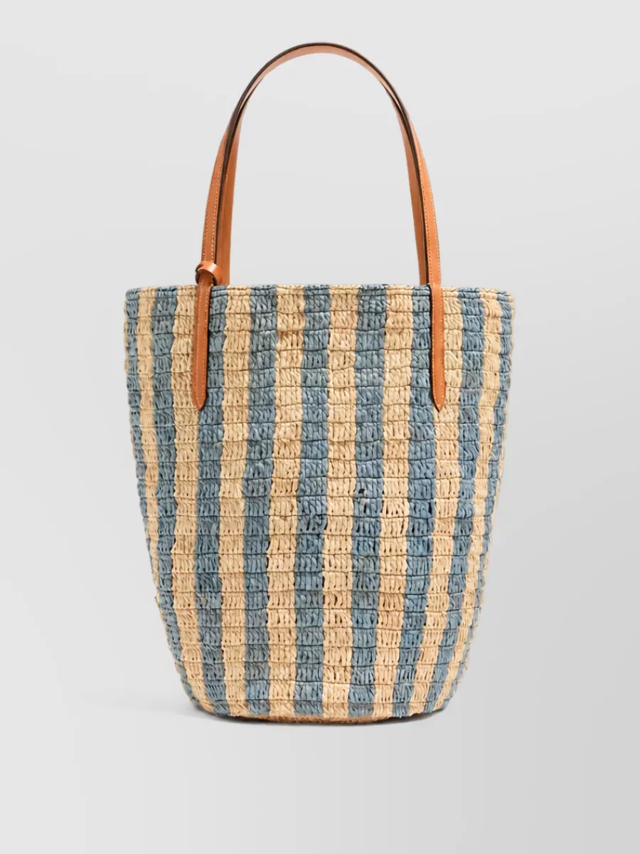Valentino striped raffia beach bag