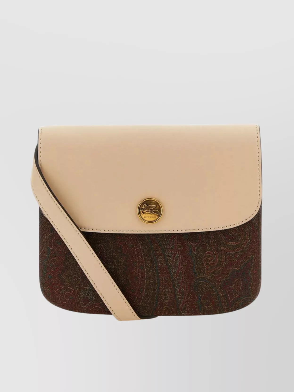 Etro Canvas And Leather Contrast Textured Crossbody Bag In Brown