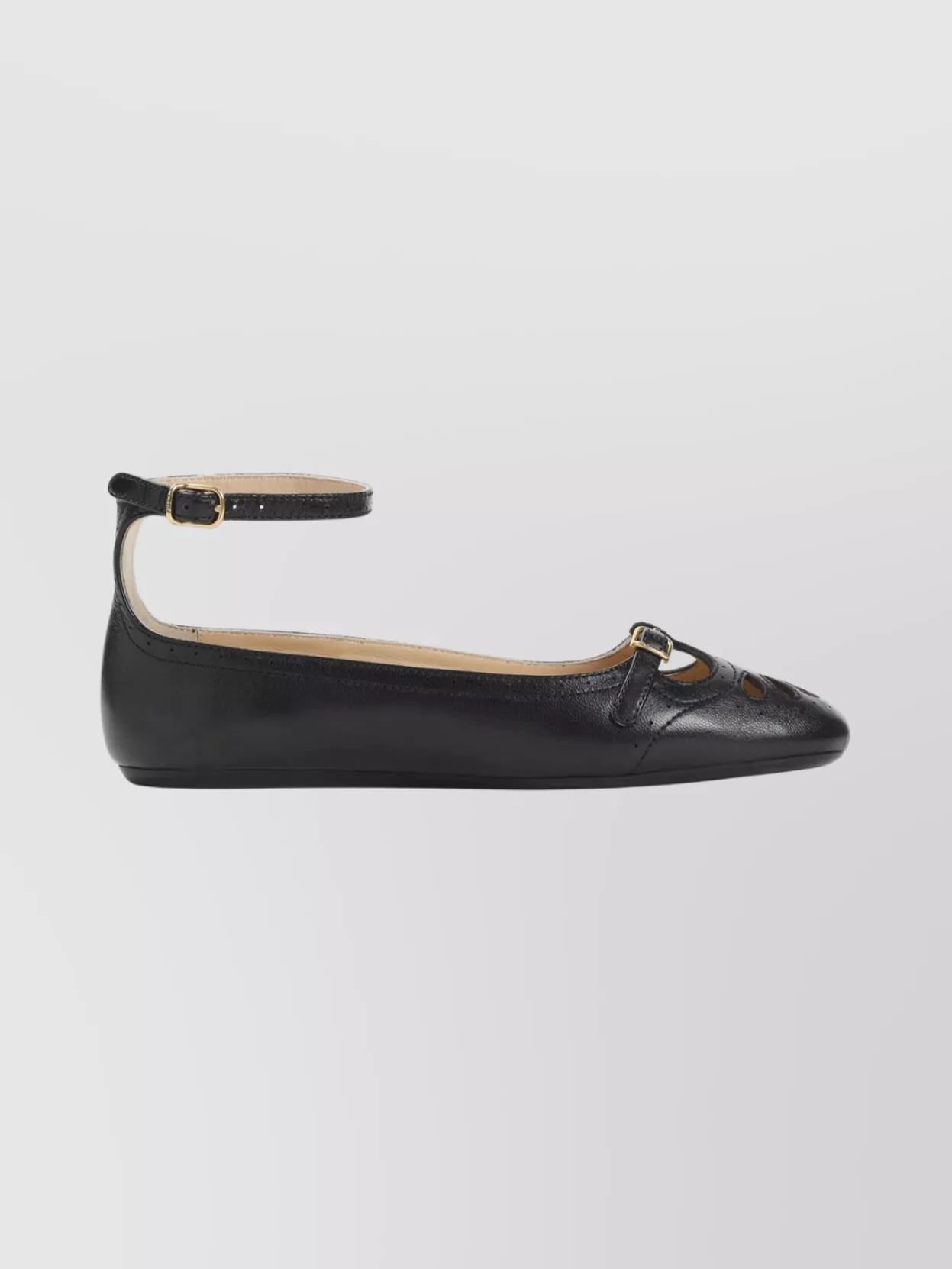Chloé Misty Laser-cut Leather Ballet Flats In Black