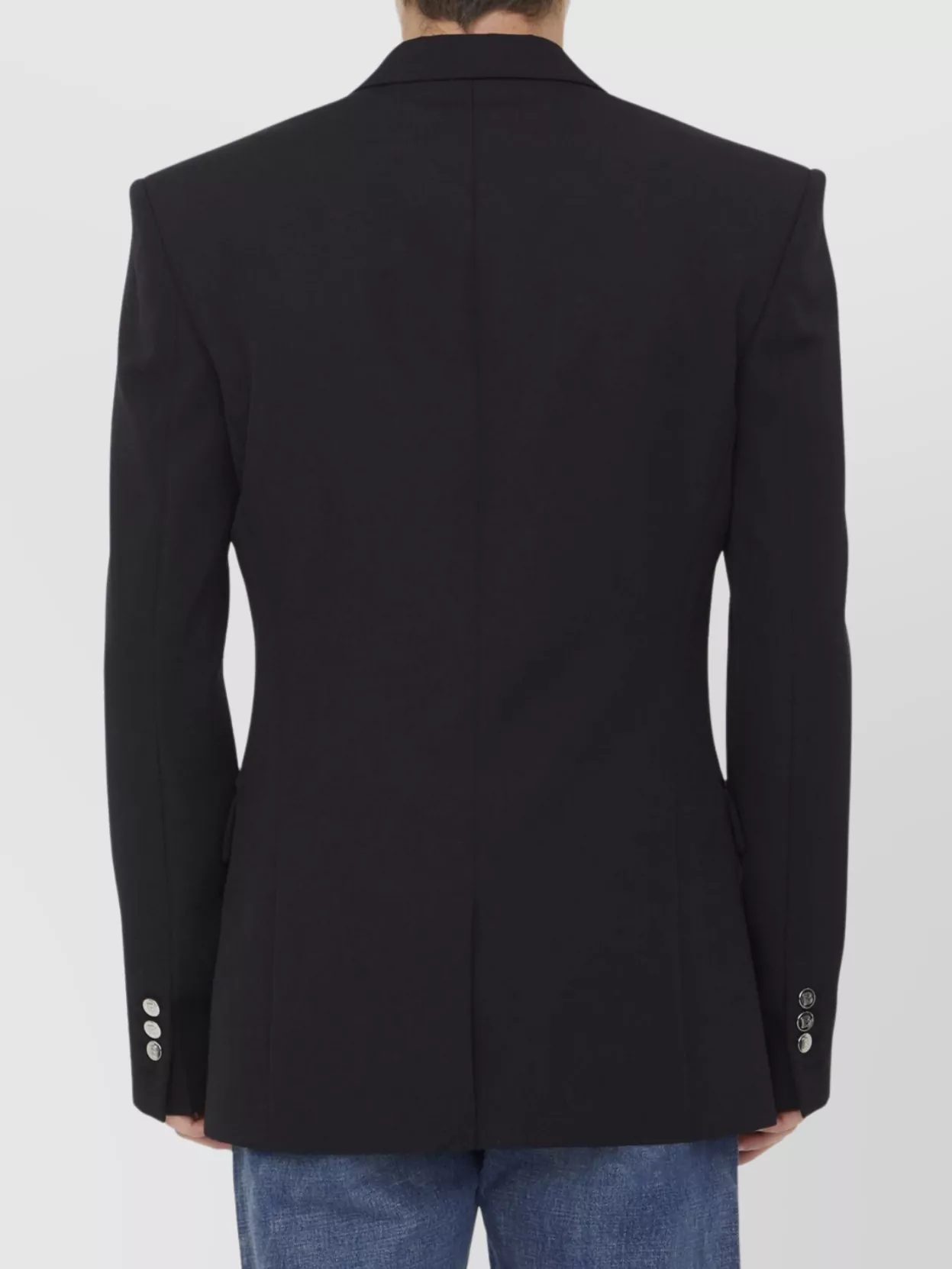 Balmain Fitted Wool Jacket With Notched Lapel In Black