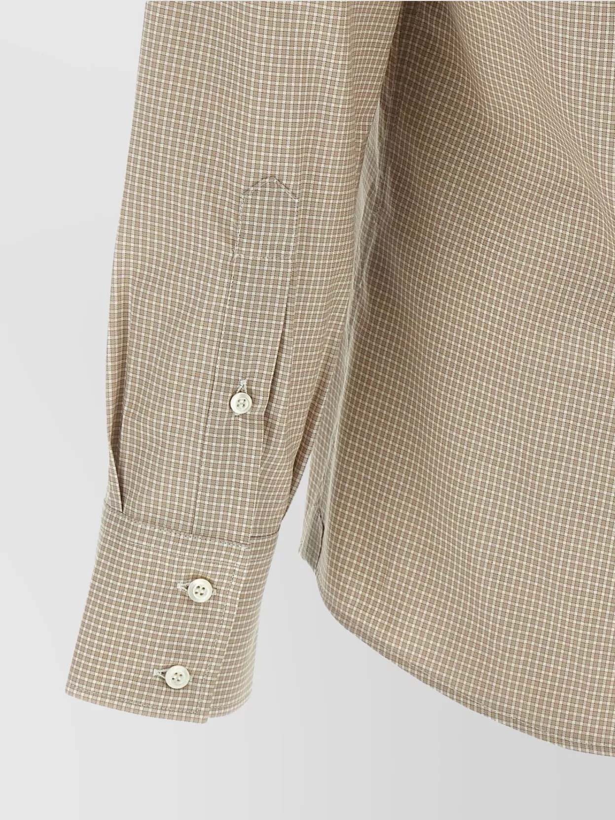 Brunello Cucinelli Long Sleeve Button-down Collar Check Shirt In Neutral