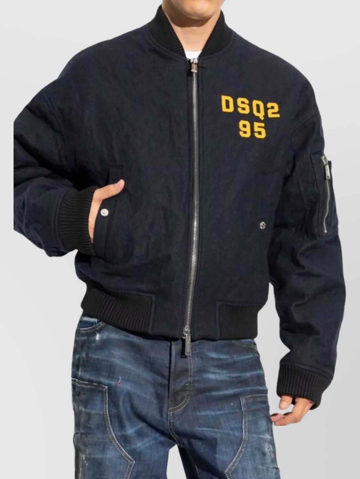 Dsquared2 Ribbed Cuff Coat Front Pockets