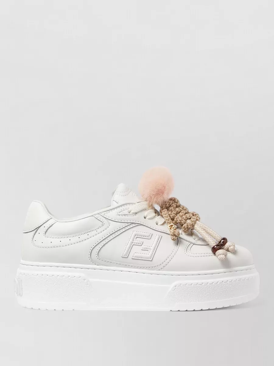 Fendi Platform Sole Sneakers Round Toe Embellished Design