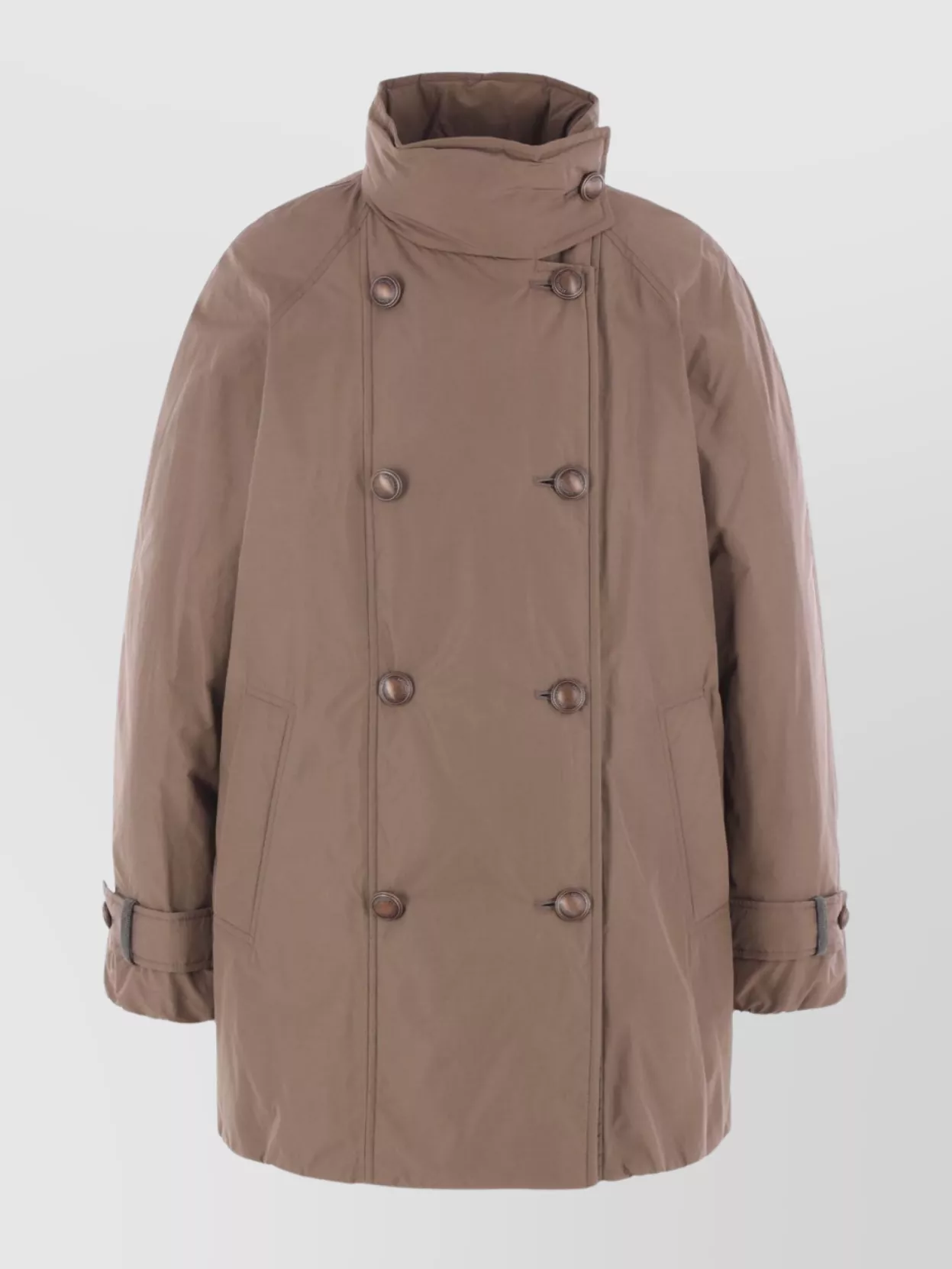 Brunello Cucinelli Short Button Detailing Down Jacket In Brown