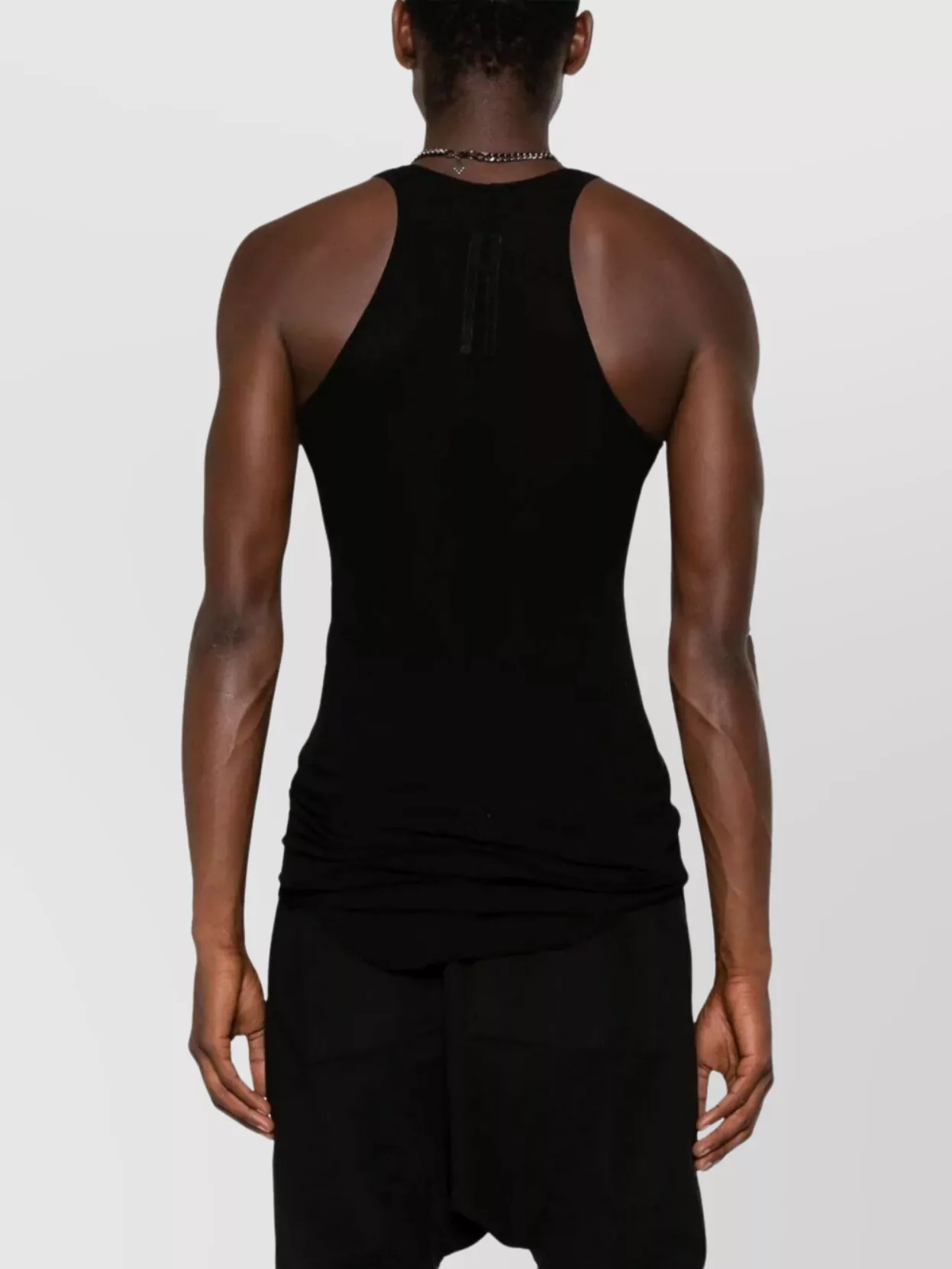 Rick Owens Curved Hem Racerback Ribbed Sleeveless Vest