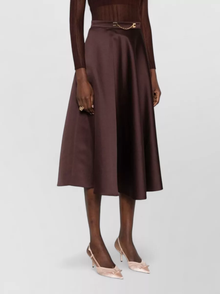 Elisabetta Franchi High Waist A Line Midi Skirt Belt