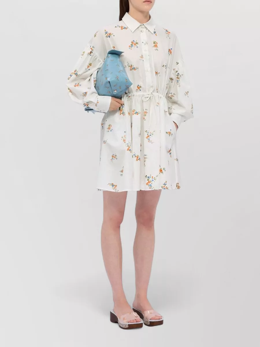 Msgm Floral Cotton Mini Dress