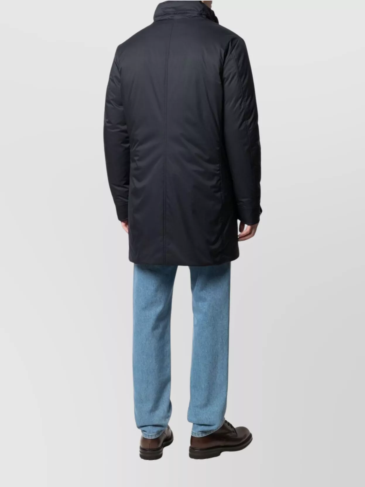 Moorer Navy-blue Down-feather Parka With Classic Hood In Blue
