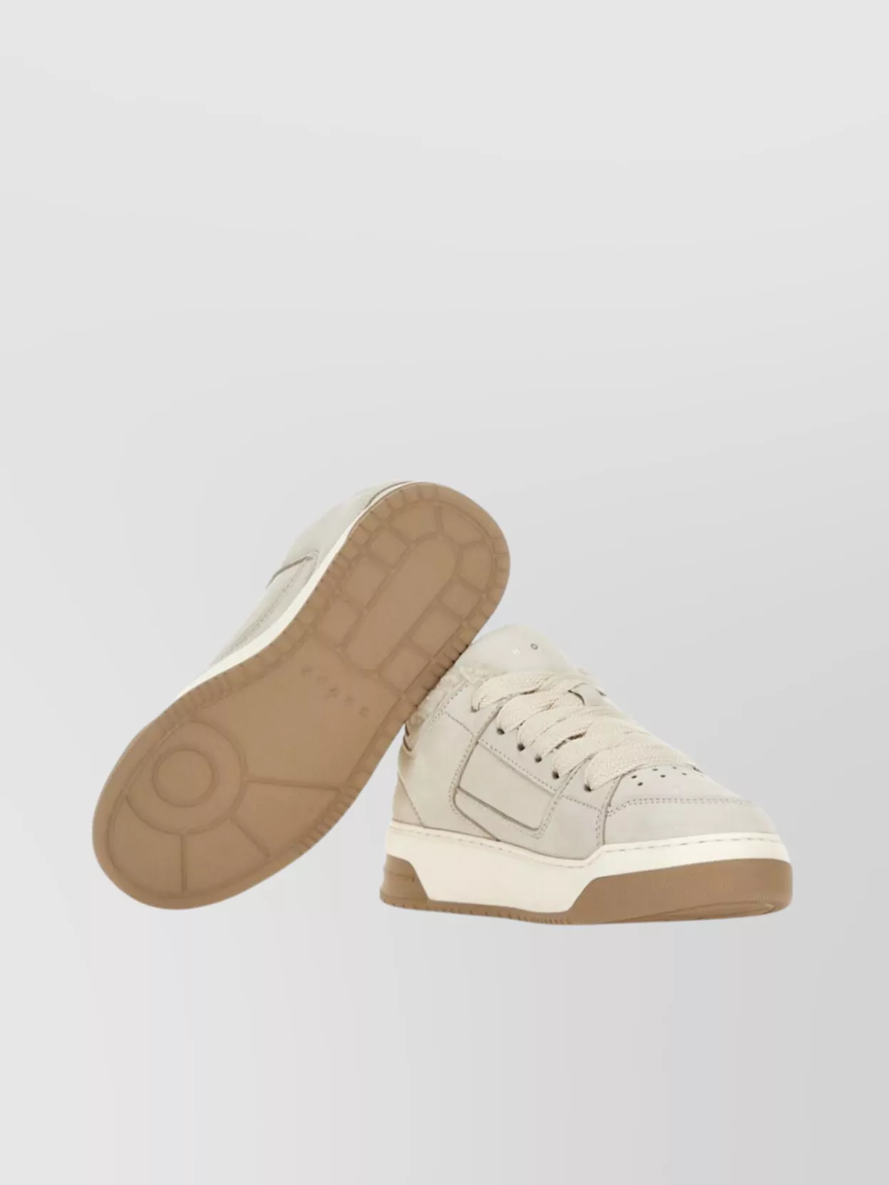 Hogan Round Toe Low-top Rubber Sole Sneakers In White