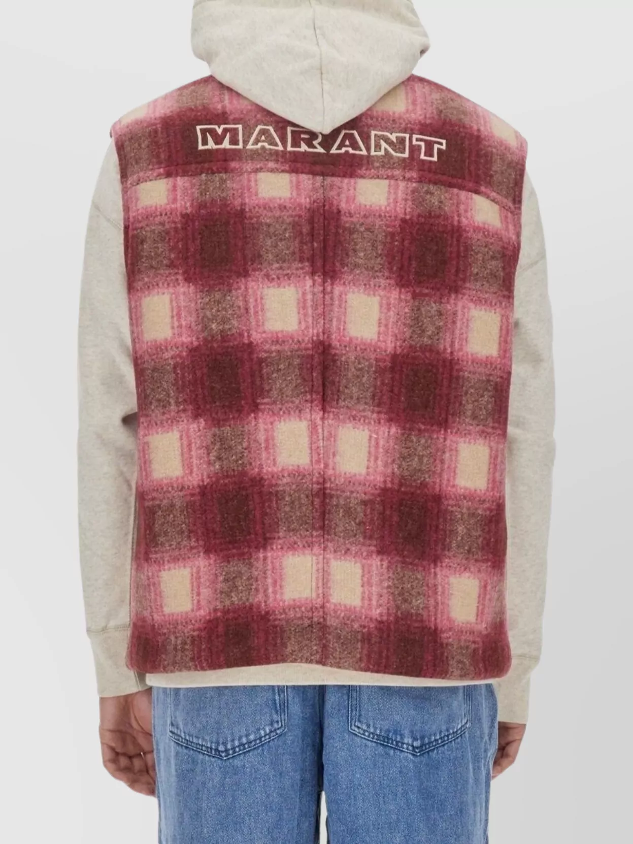 Isabel Marant Checkered Shearling Collar Jacket With Buttoned Pockets