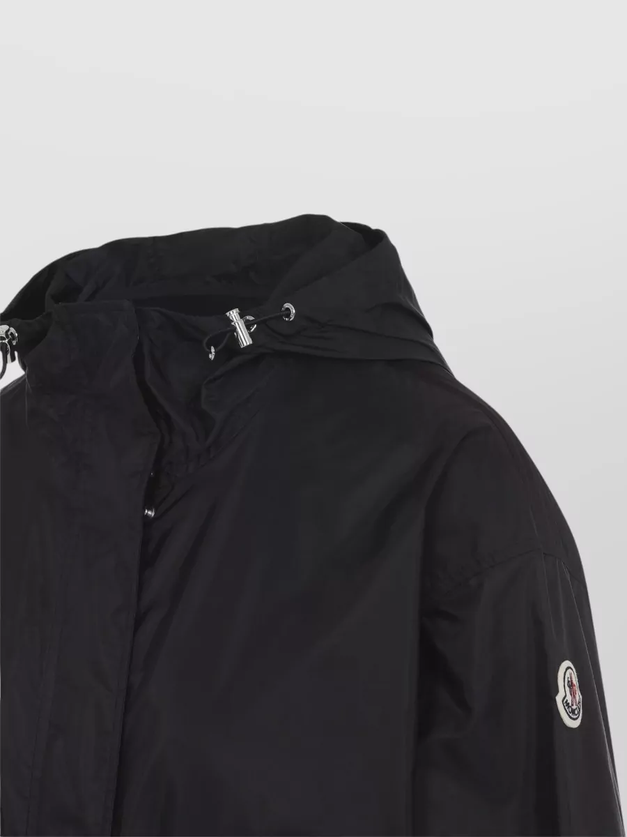 Moncler Long Hooded Coat Elastic Cuffs Drawstring Waist