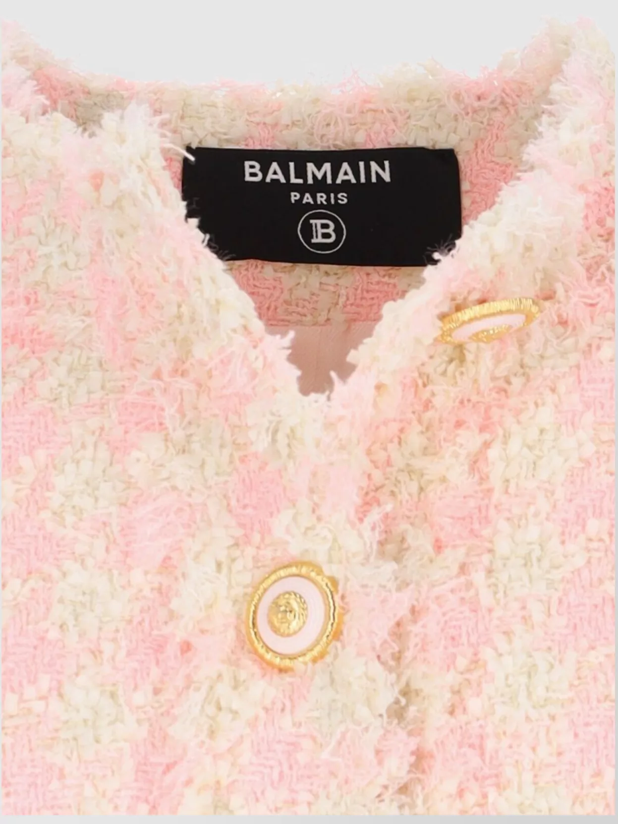 BALMAIN TEXTURED FABRIC JACKET GOLD-TONE BUTTONS