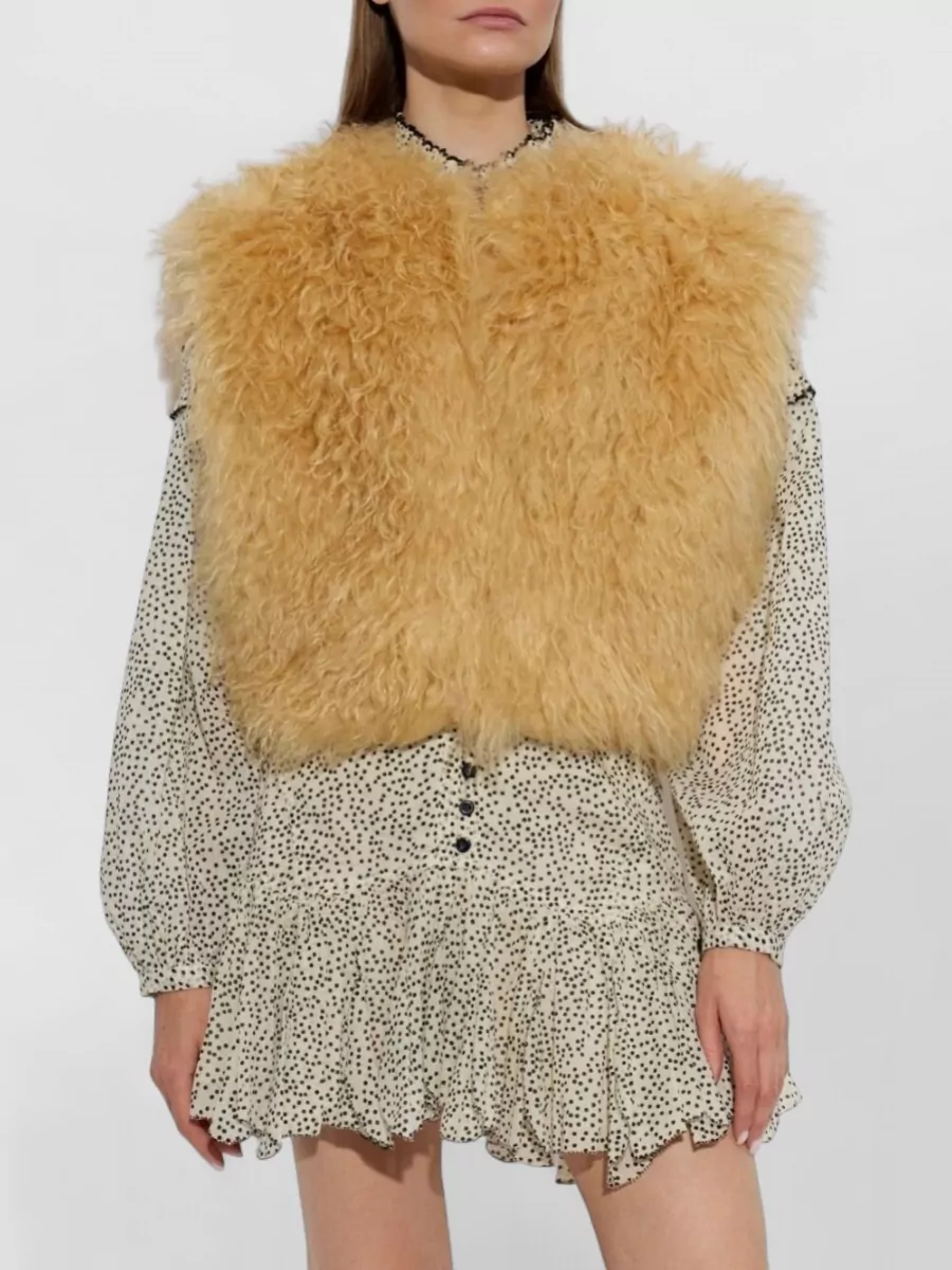 Isabel Marant Faux Fur Cropped Sleeveless Gilet
